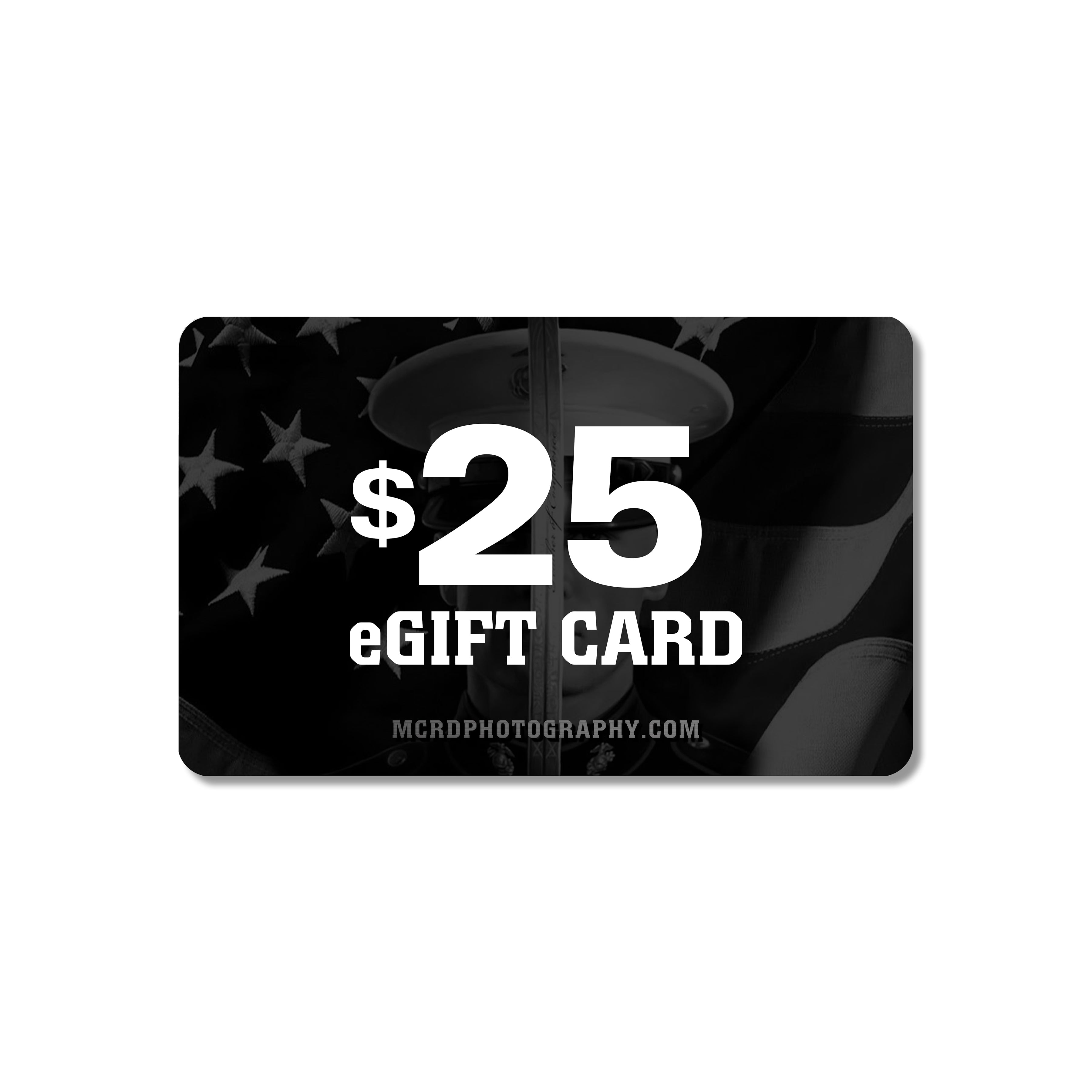 MCRD eGift Card. Marines Digital gift card usable on USMC photos, videos, apparel, and accessories.