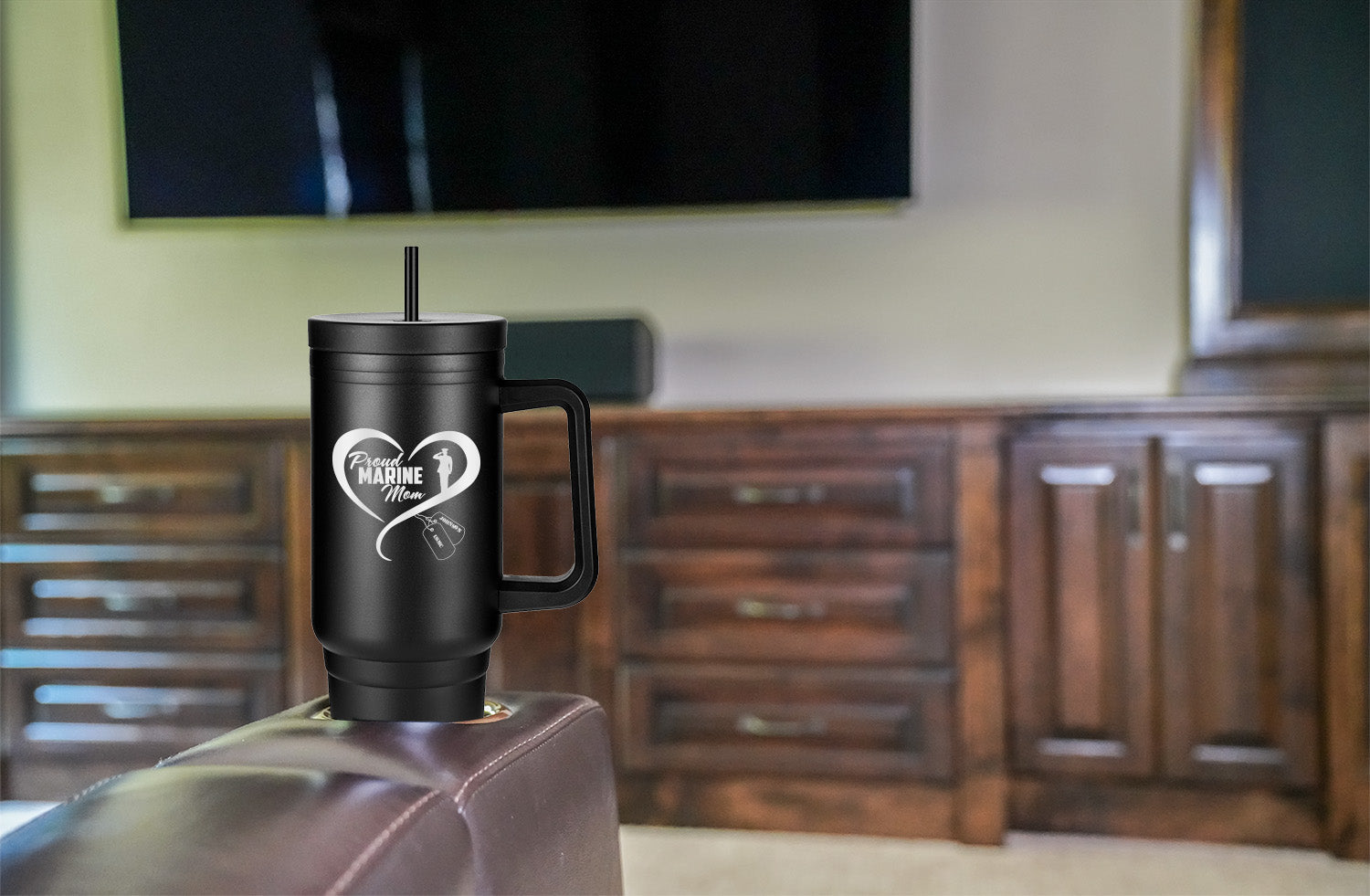 40oz Proud Marine Family Tumbler - Heart Design