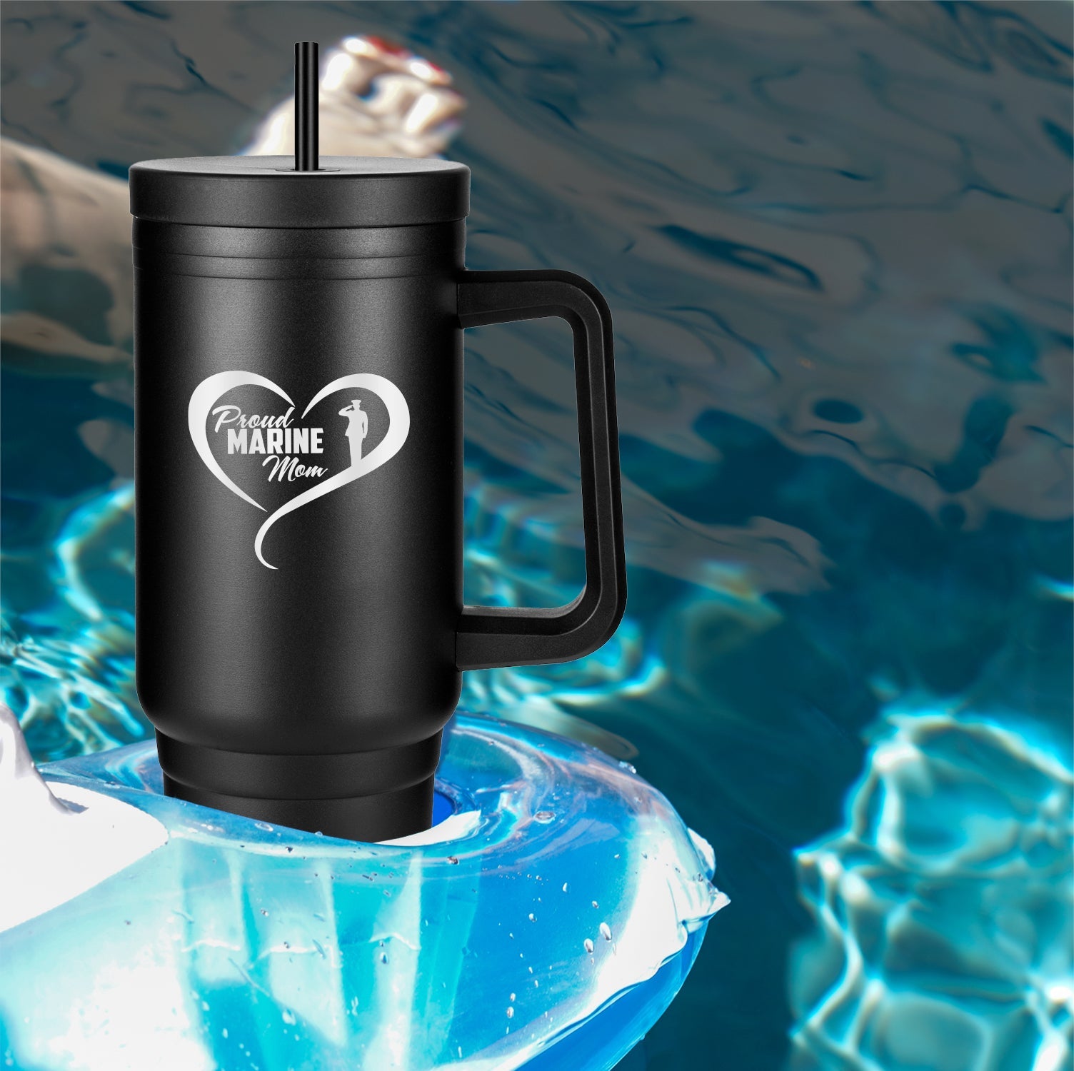 40oz Proud Marine Family Tumbler - Heart Design