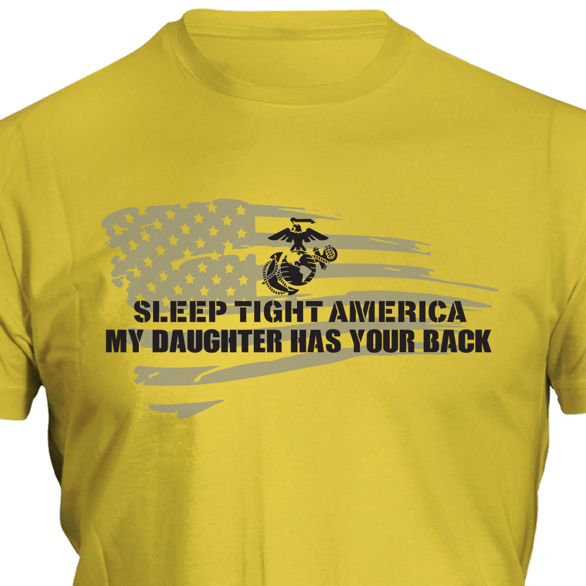 USMC "Sleep Tight America, My *Marine* Has Your Back" T-Shirt with Customizable Back