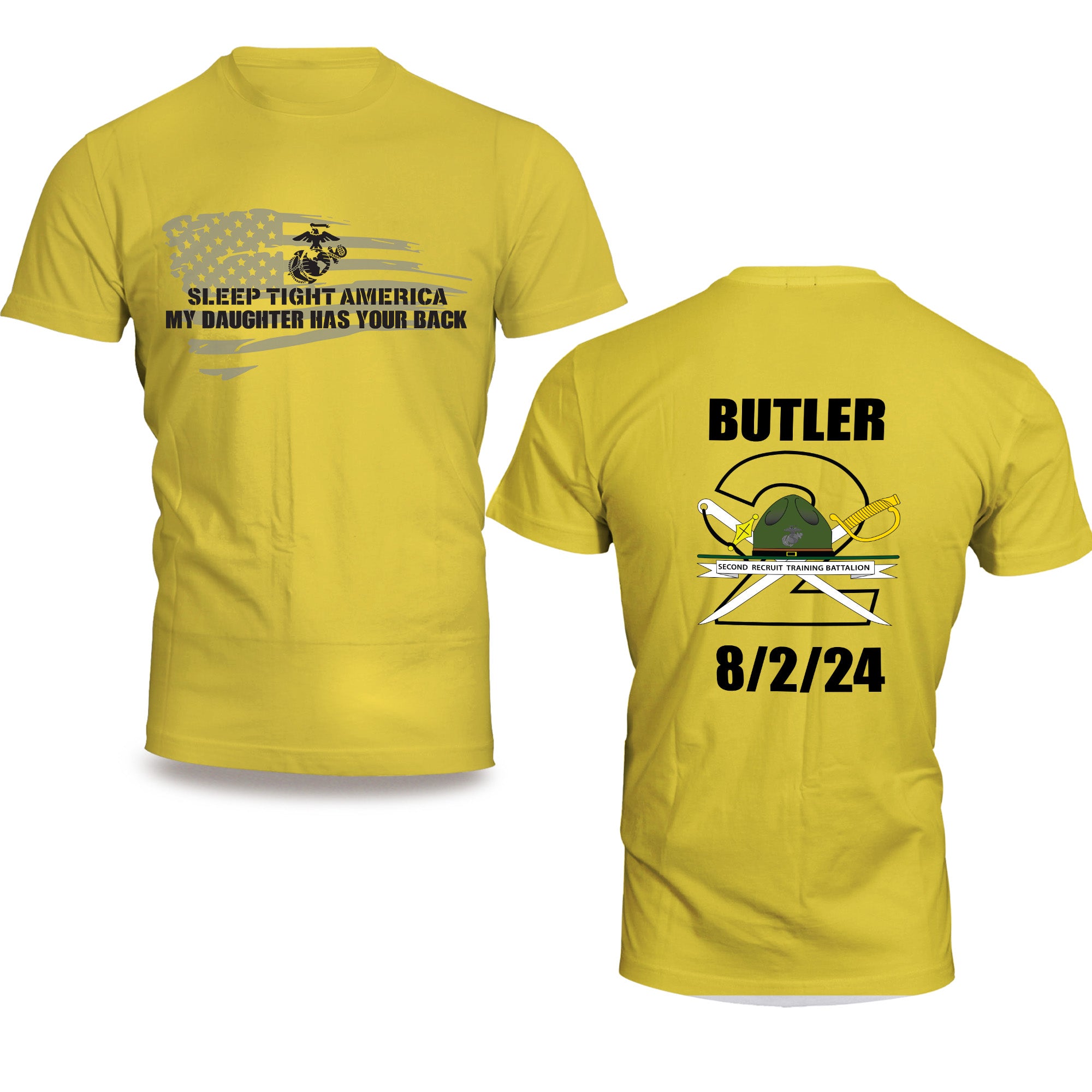 USMC "Sleep Tight America, My *Marine* Has Your Back" T-Shirt with Customizable Back