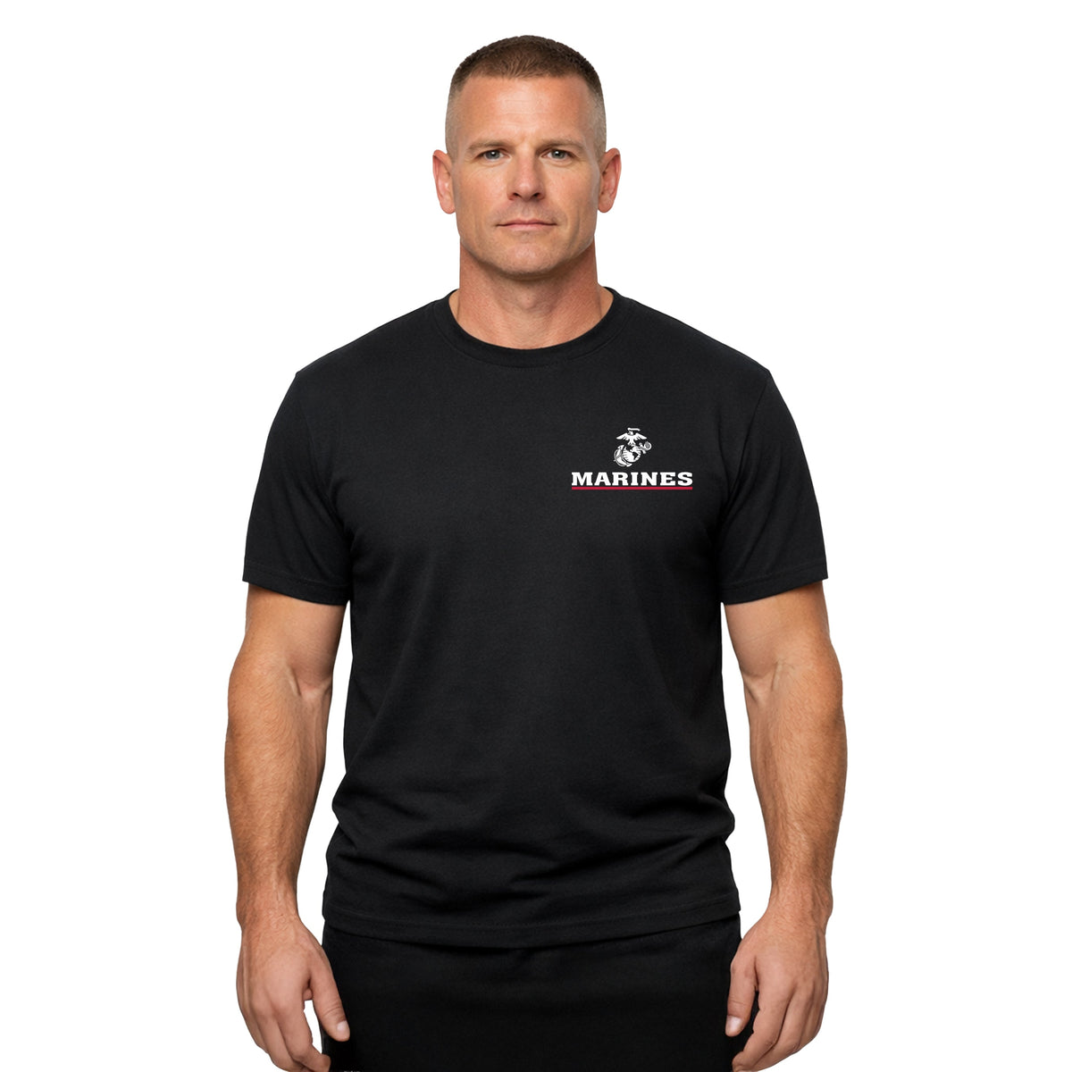 Black USMC My Other Birthday Is November 10th T-shirt with Marines Red Line EGA chest seal