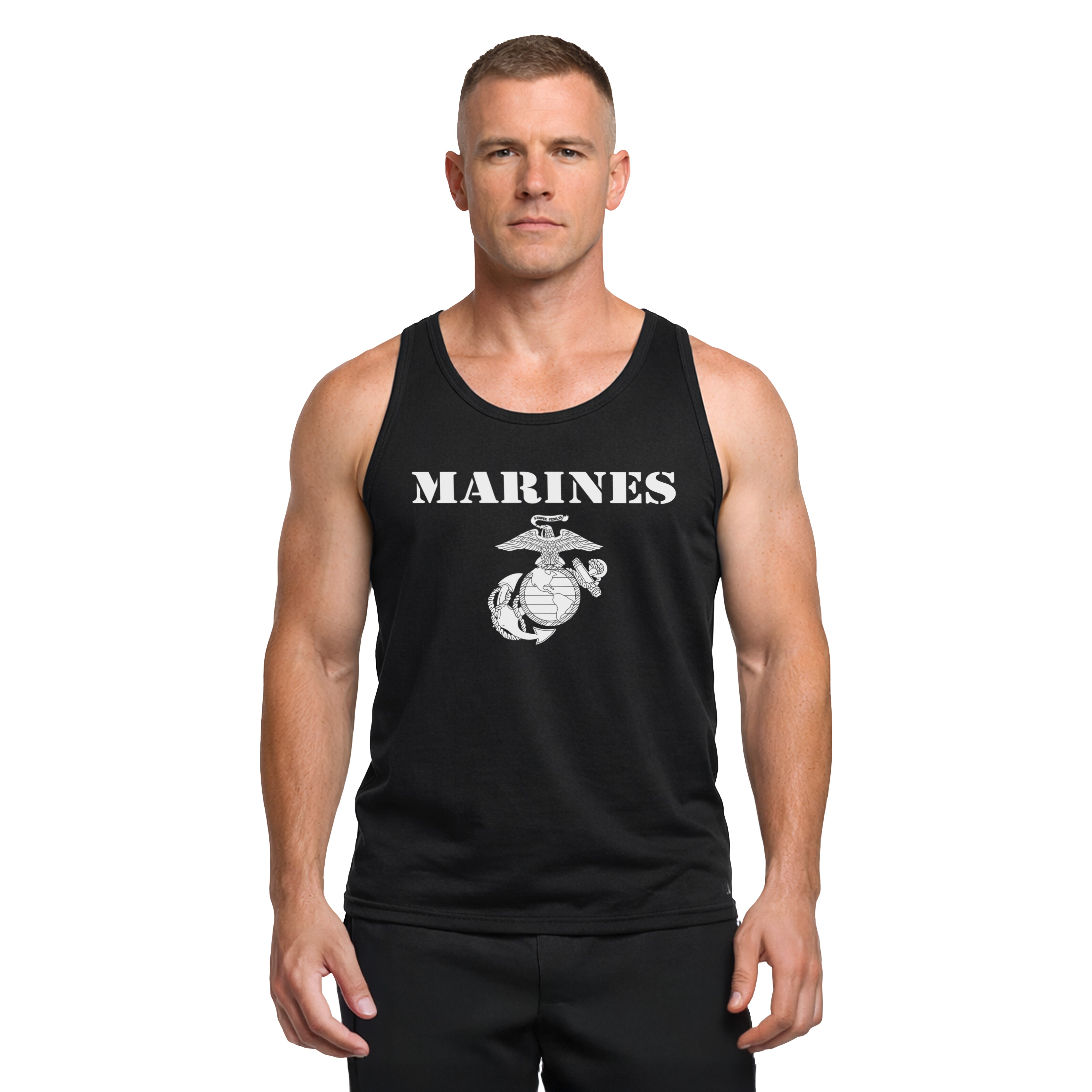 Vintage Marines EGA sleeveless tank with Eagle Globe and Anchor. USMC workout sleeveless tee. Marine Corps tank top