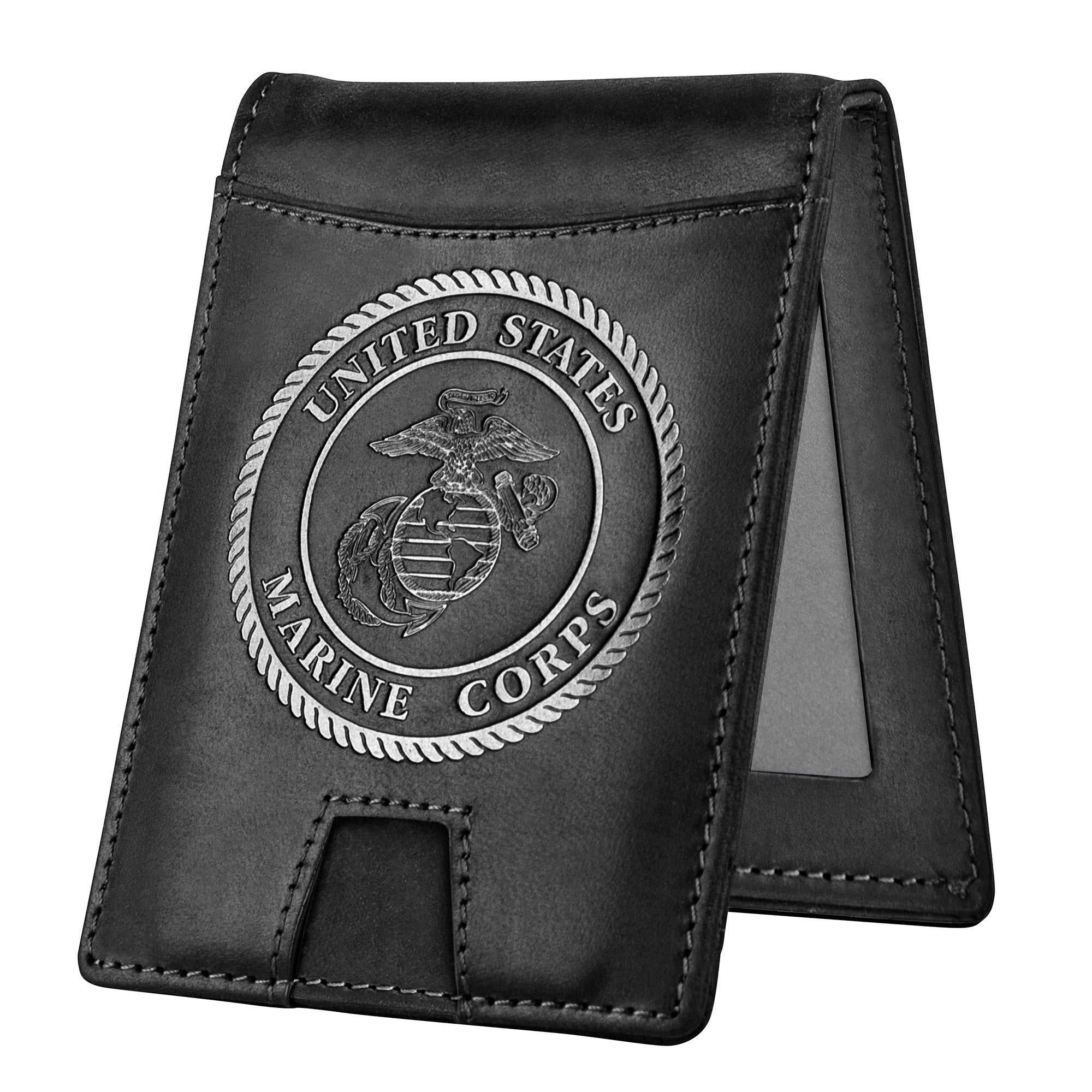 Black USMC Leather RFID Blocking Wallet