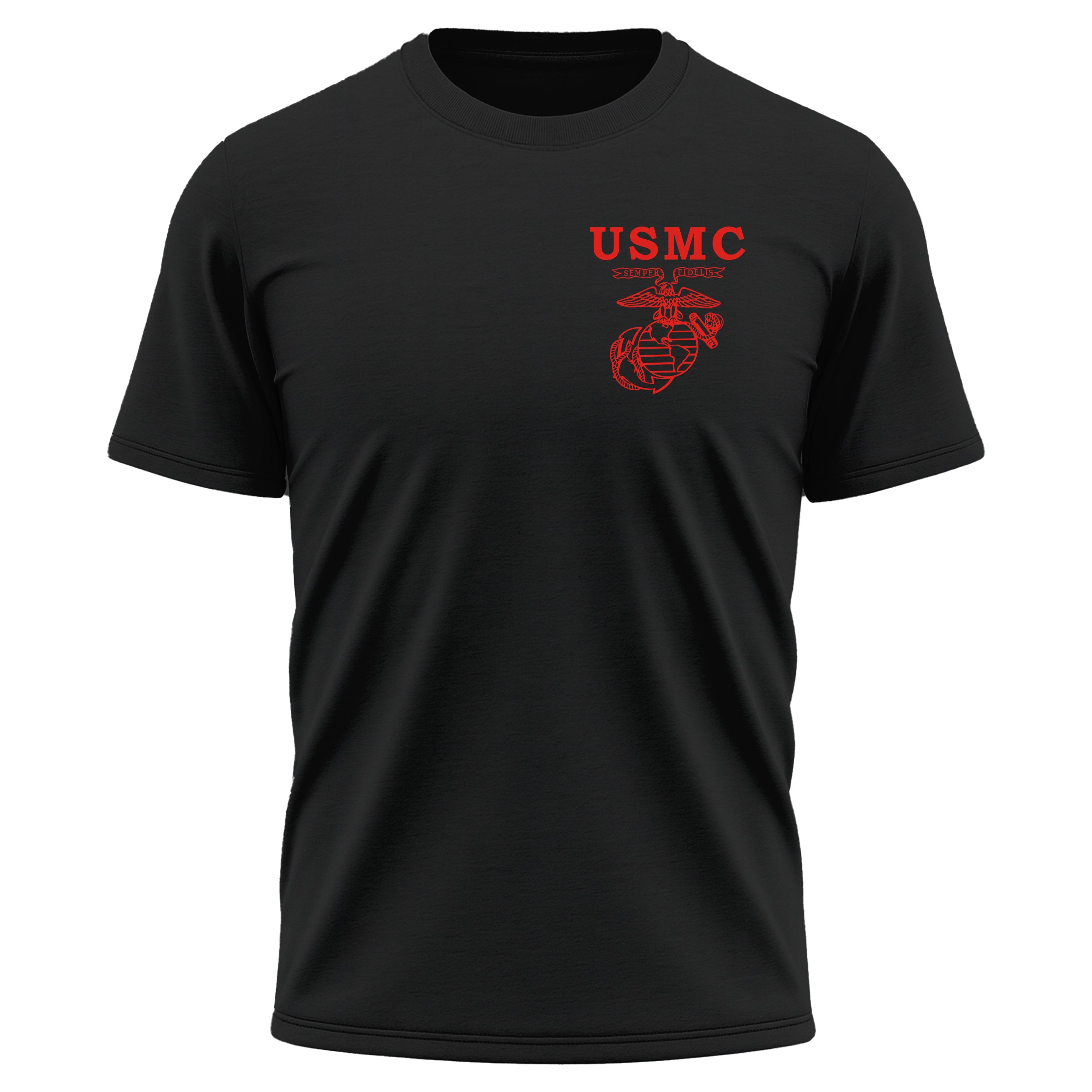 Black Marines Fight Club Performance Tee with chest EGA