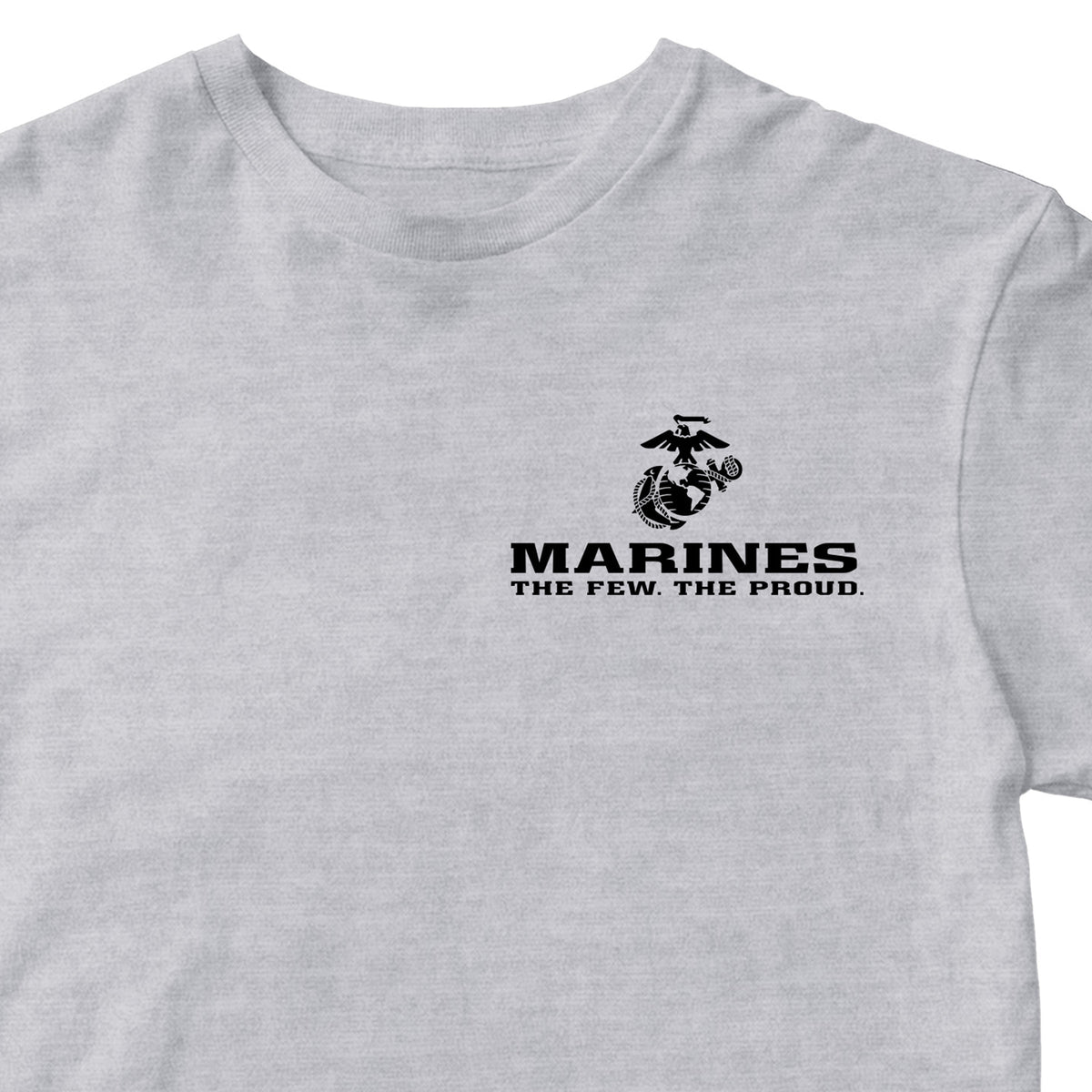 Grey USMC T-shirt with Eagle Globe Anchor and The Few The Proud slogan