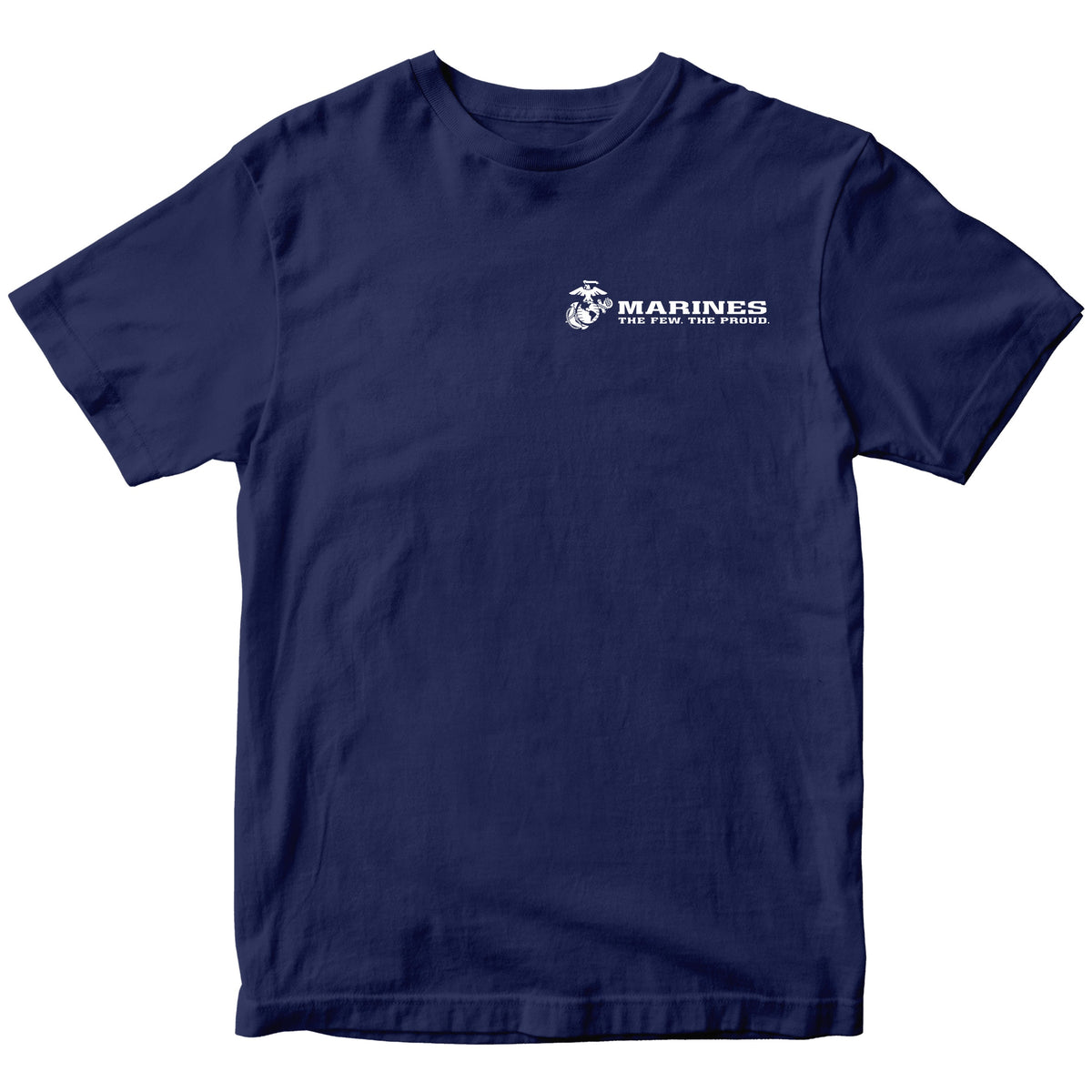 Navy USMC t-shirt with Eagle Globe Anchor and The Few The Proud slogan