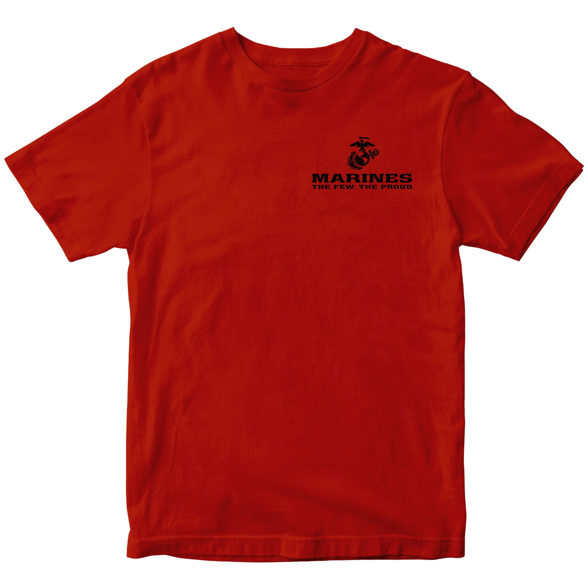 Red USMC T-shirt with Eagle Globe Anchor and The Few The Proud slogan