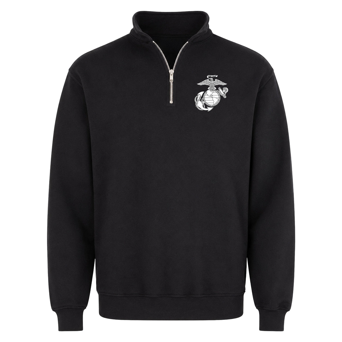 Black Vintage Marines Eagle Globe and Anchor midweight quarter-zip pullover