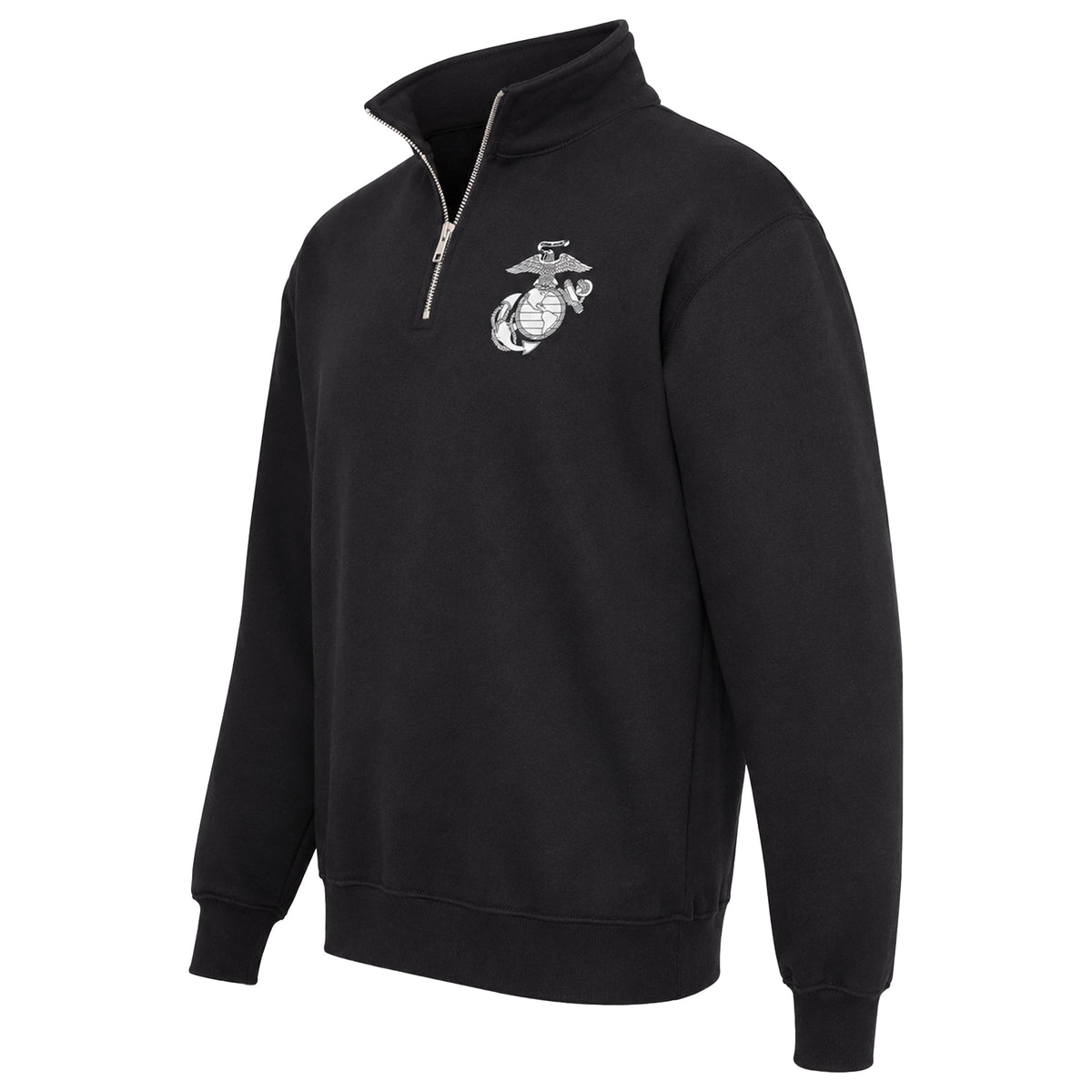 Black Vintage Marines Eagle Globe and Anchor midweight quarter-zip pullover