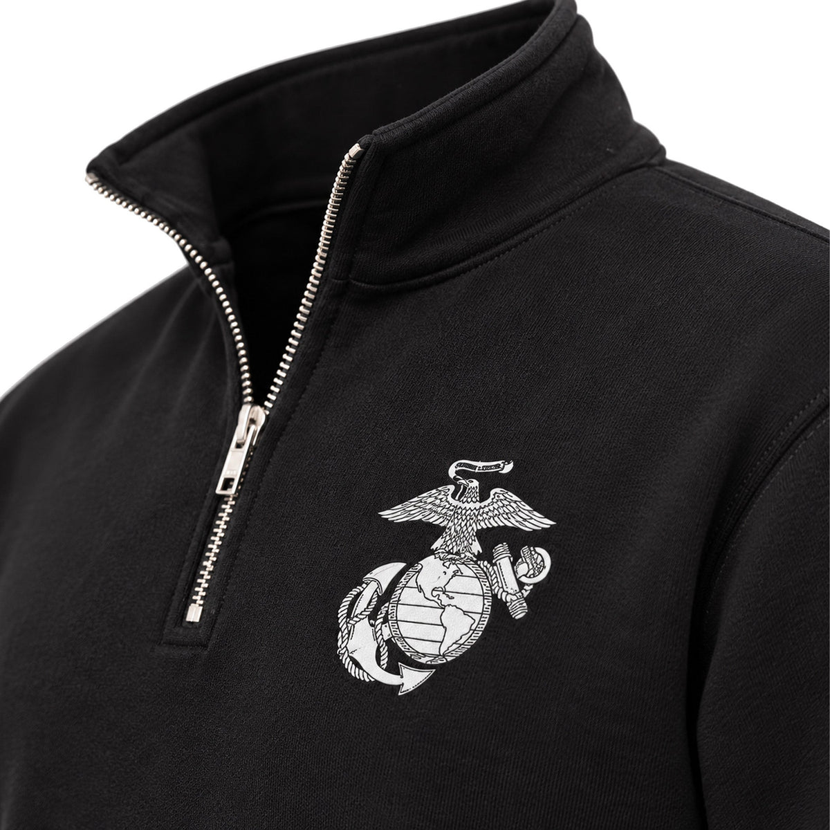 Black Vintage Marines Eagle Globe and Anchor midweight quarter-zip pullover