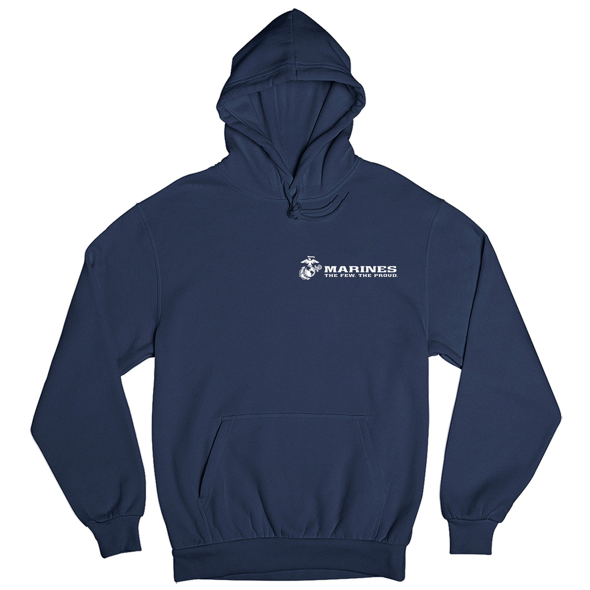 Navy USMC Hoodie with Eagle Globe Anchor and The Few The Proud slogan
