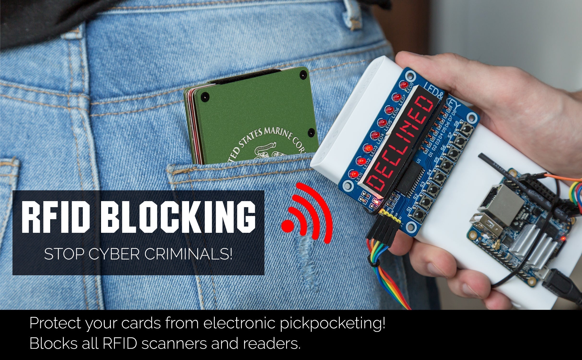 OD Green Marine Corps USMC RFID Blocking Metal Wallet