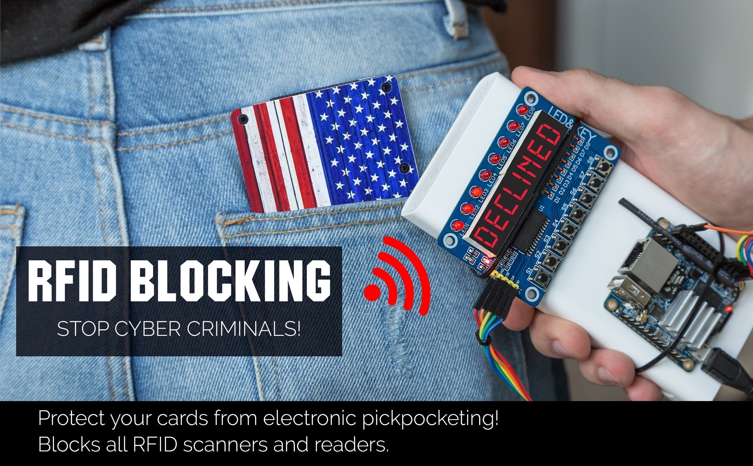 Full Color American Flag RFID Blocking Metal Wallet