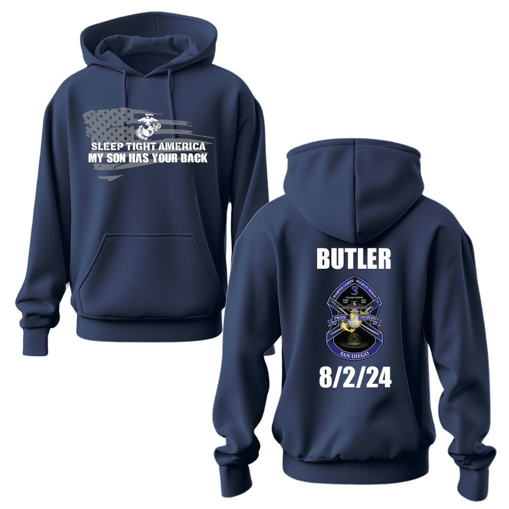USMC Sleep Tight America, My *Marine* Has Your Back" Hoodie