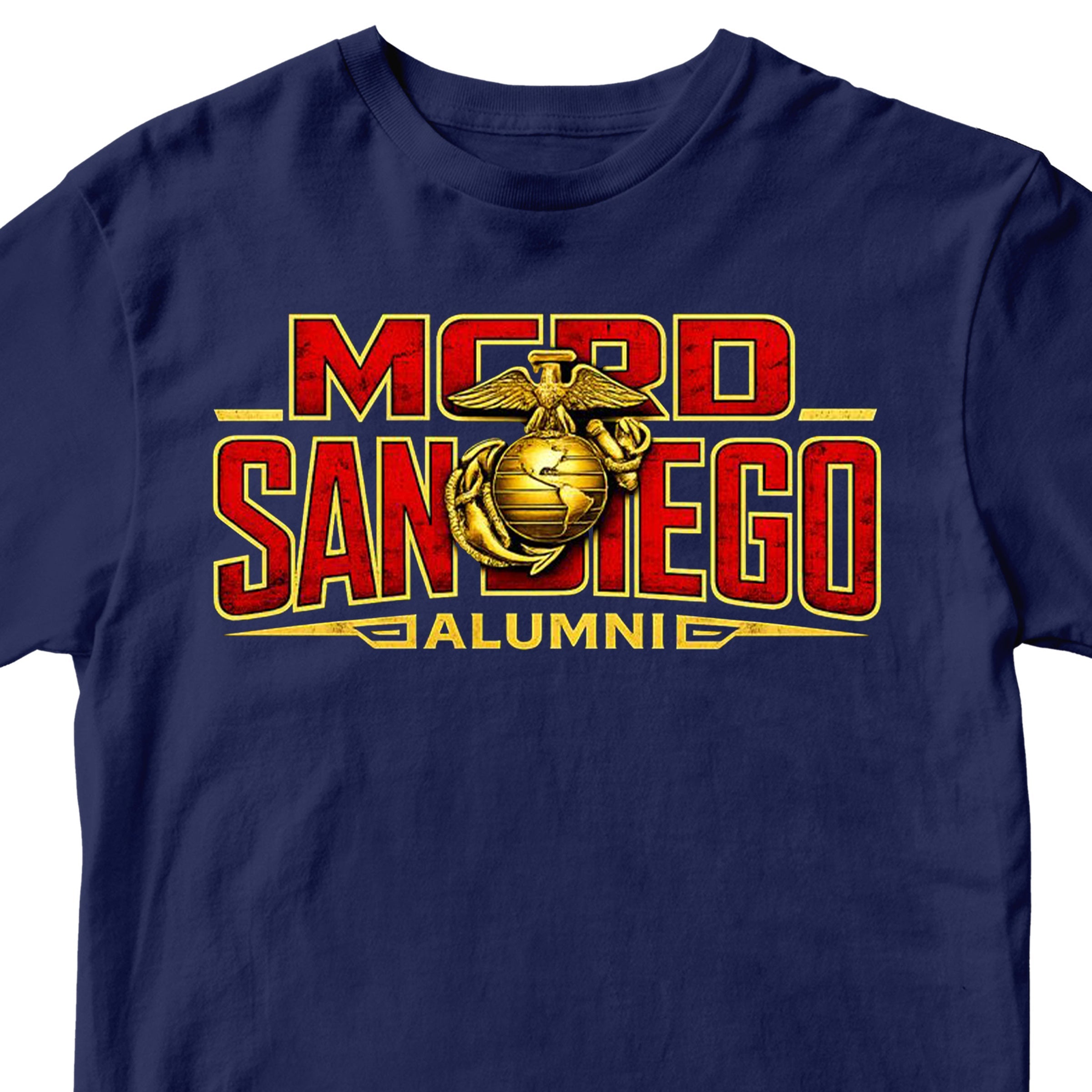 United States Marine Corps San Diego alumni shirt featuring EGA emblem. Navy MCRD San Diego Tee.