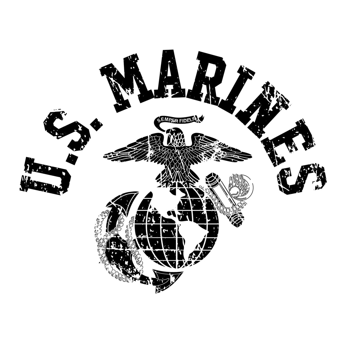 Marine Corps PT-style T-shirt featuring a small left-chest U.S. Marines arch and EGA emblem. USMC Tee