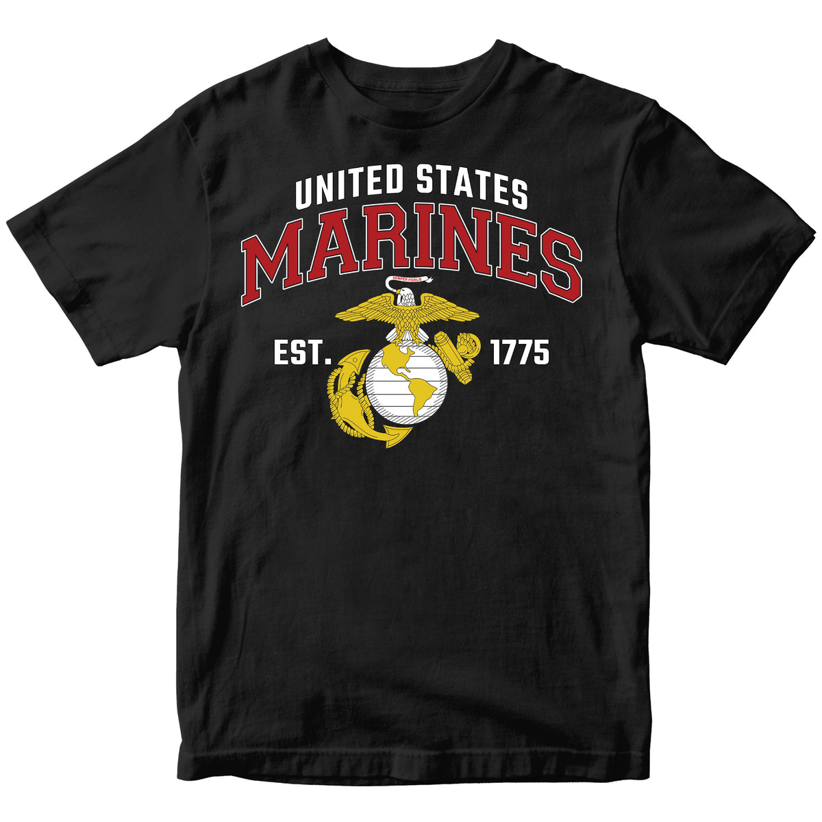 Black USMC t-shirt with 'United States Marines' text and EGA