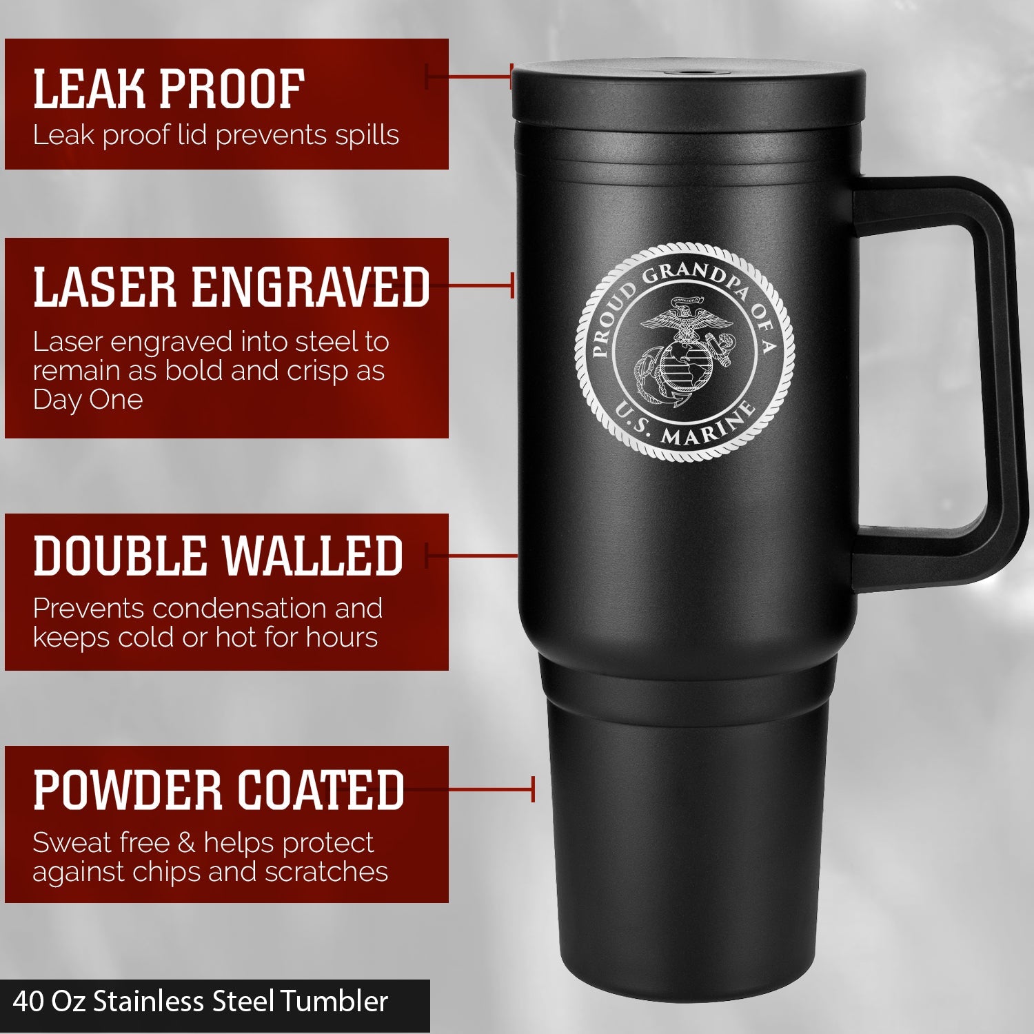 40oz Proud Marine Family Tumbler - Round Design