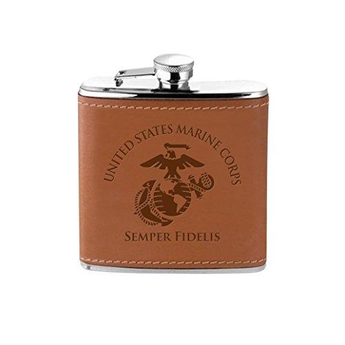 Leather Wrapped USMC Flask