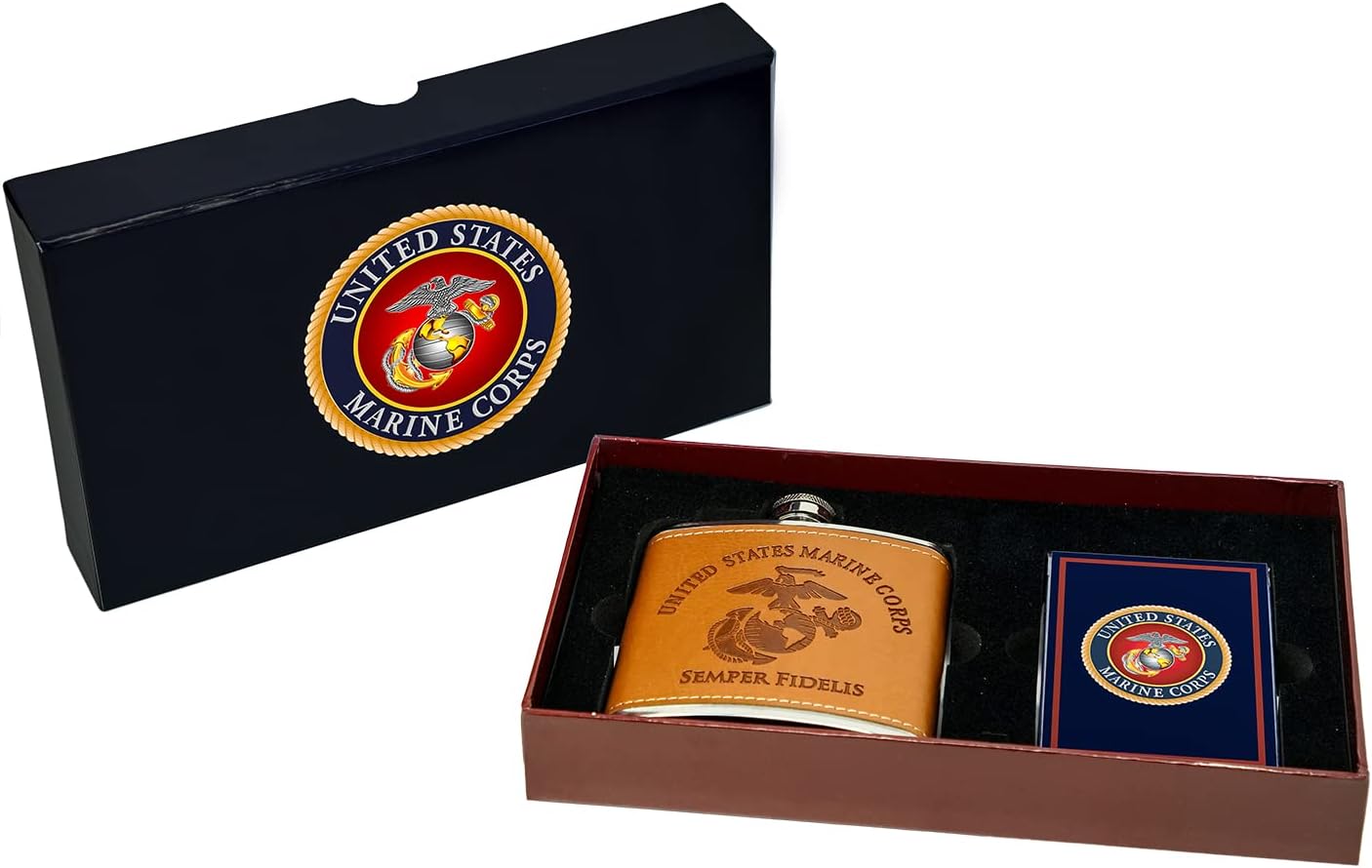 USMC Playing Cards Flask Gift Set