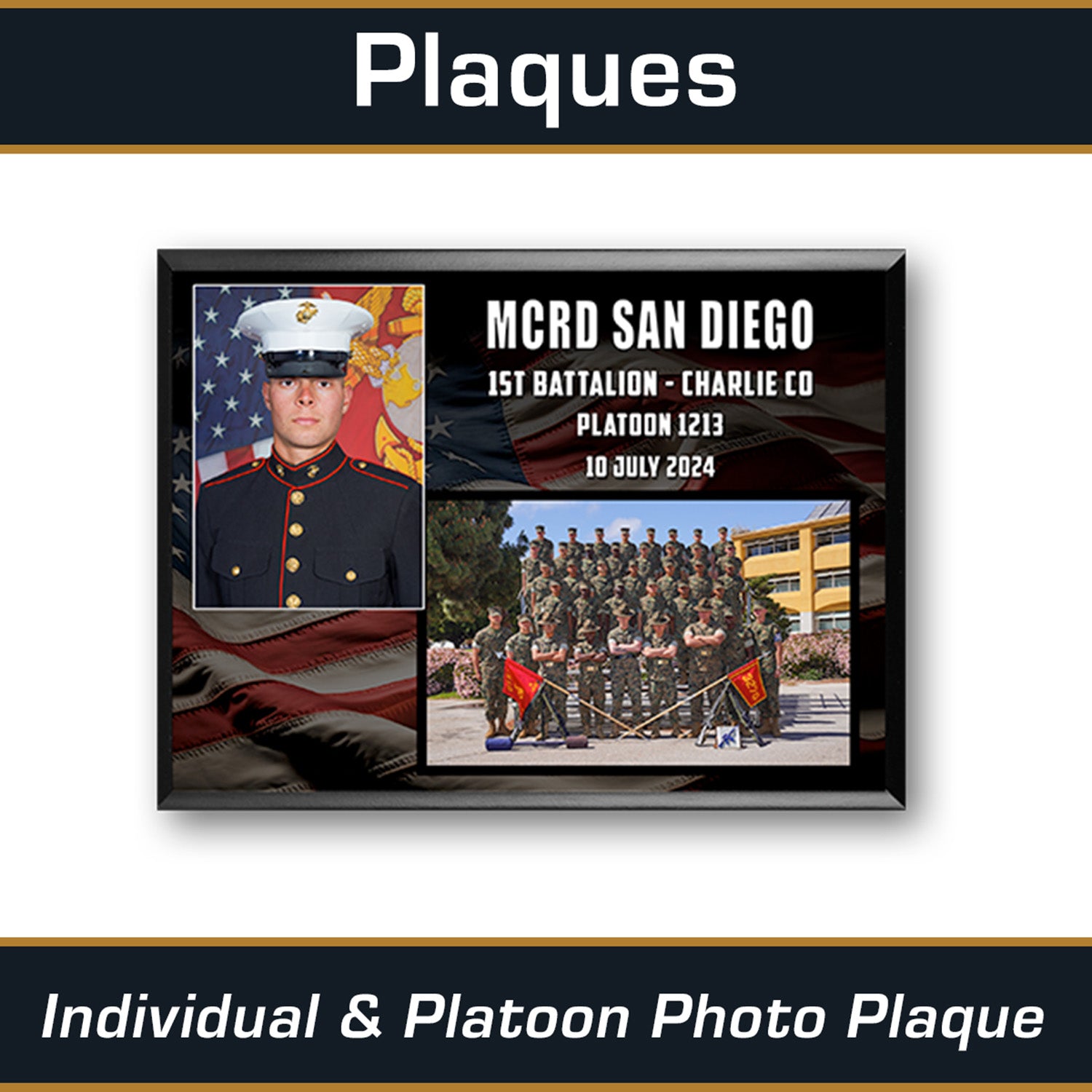 9" x 12" Portrait and Platoon Photo Plaque