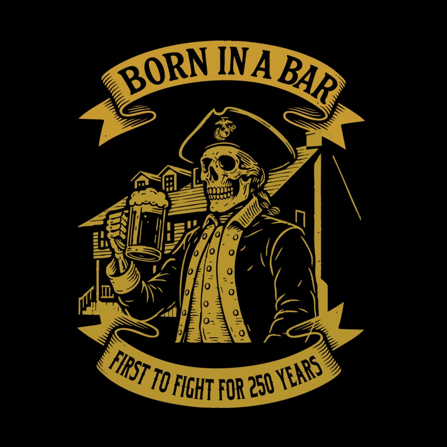 Marines Tun Tavern Born In A Bar Skull 250th Birthday Sweatshirt