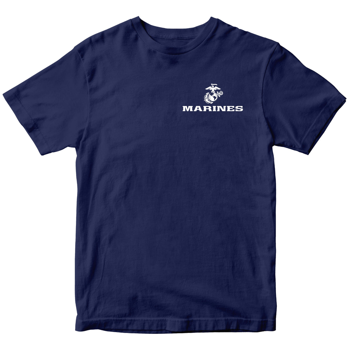 Navy USMC t-shirt with Eagle Globe Anchor chest seal and MARINES text