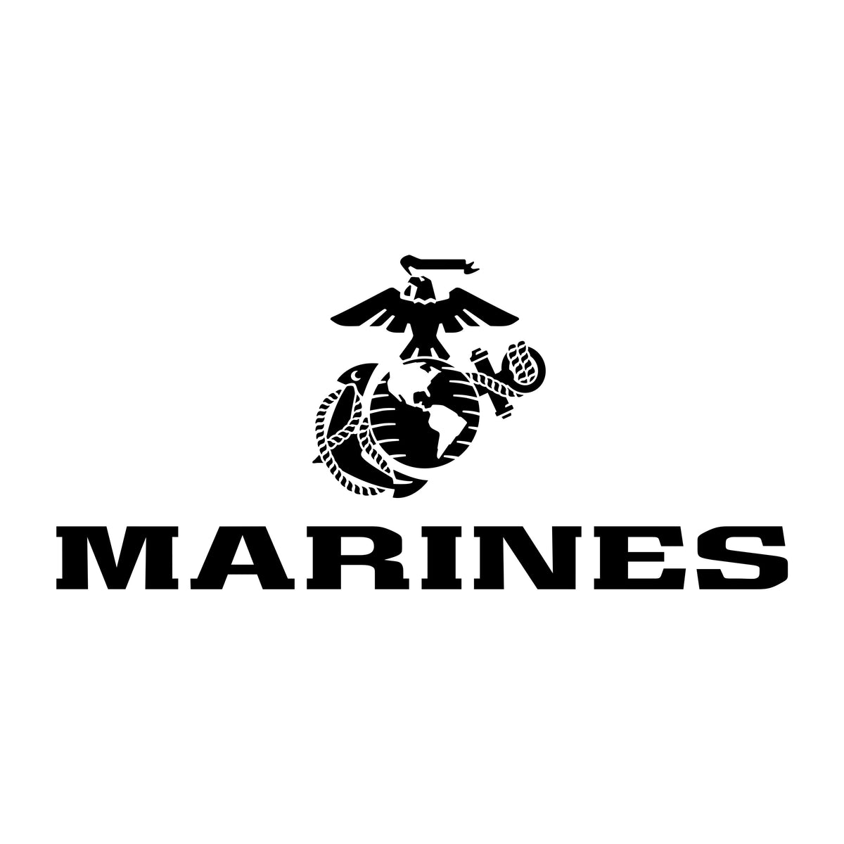 USMC Eagle Globe Anchor chest seal and MARINES text