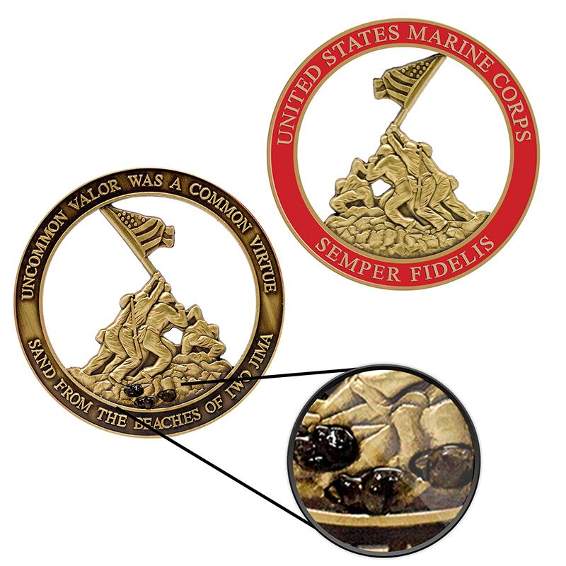 Iwo Jima Proof Challenge Coin with Sand