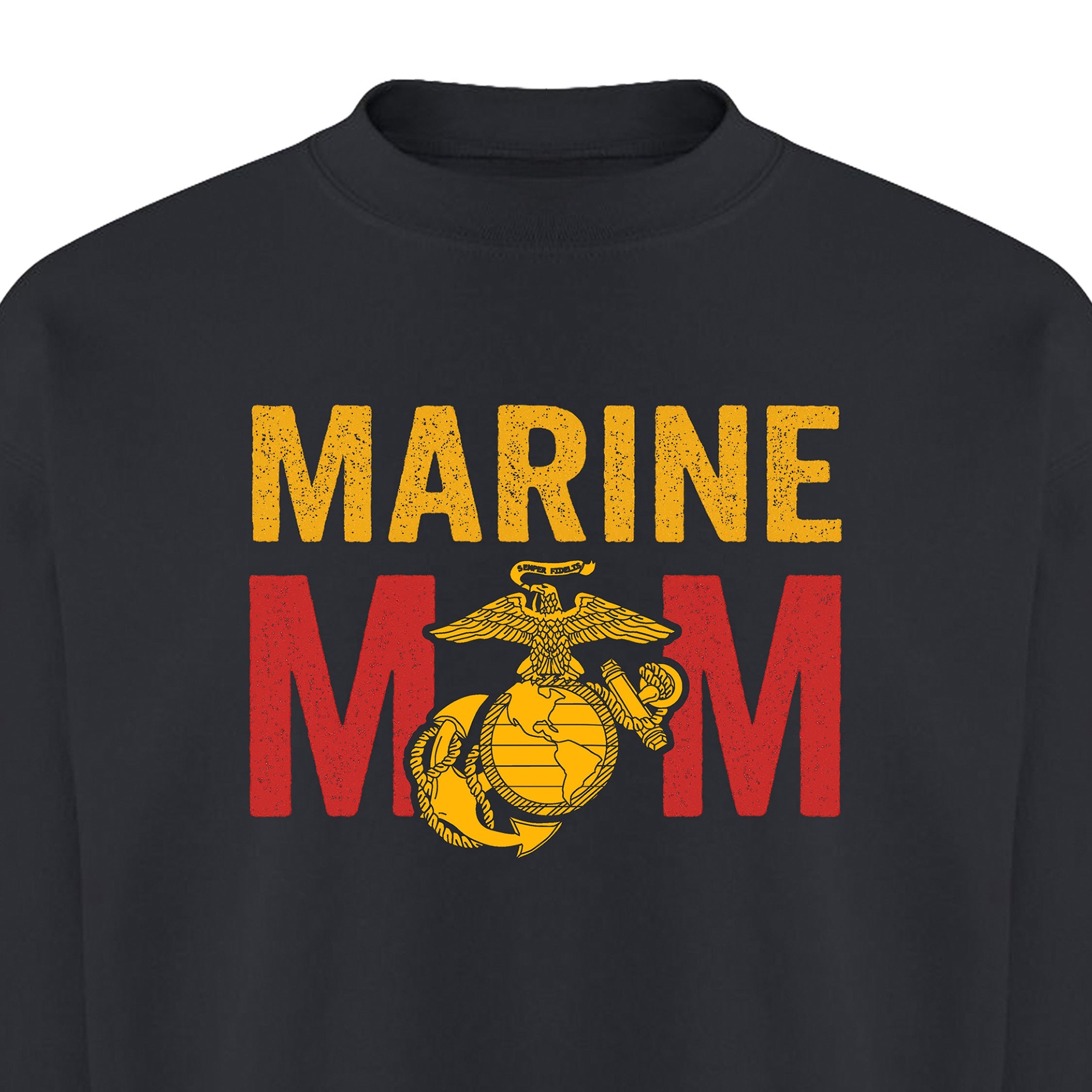 Marine Mom sweatshirt with Eagle Globe and Anchor graphic. Marine Corps military family sweatshirt. USMC Mom Apparel