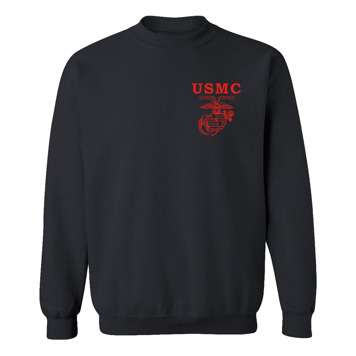 Black Marines Fight Club Sweatshirt with left-chest USMC Eagle Globe and Anchor 