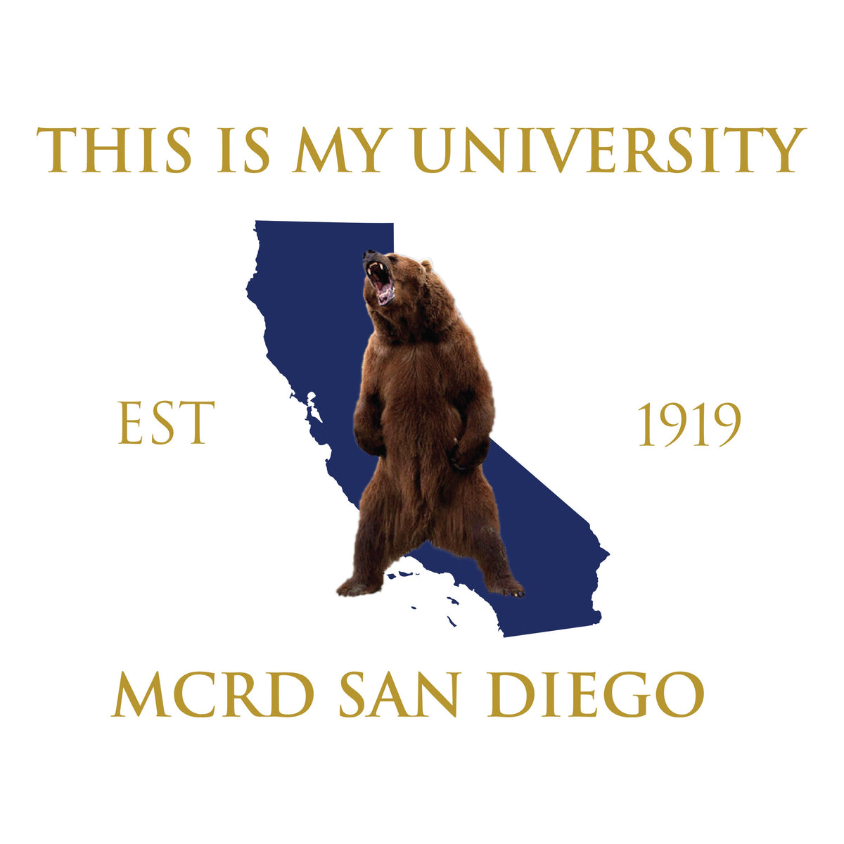 Black USMC fraternity-style T-shirt with Greek letters YMEX on the front and MCRD San Diego back graphic featuring the California outline with star.