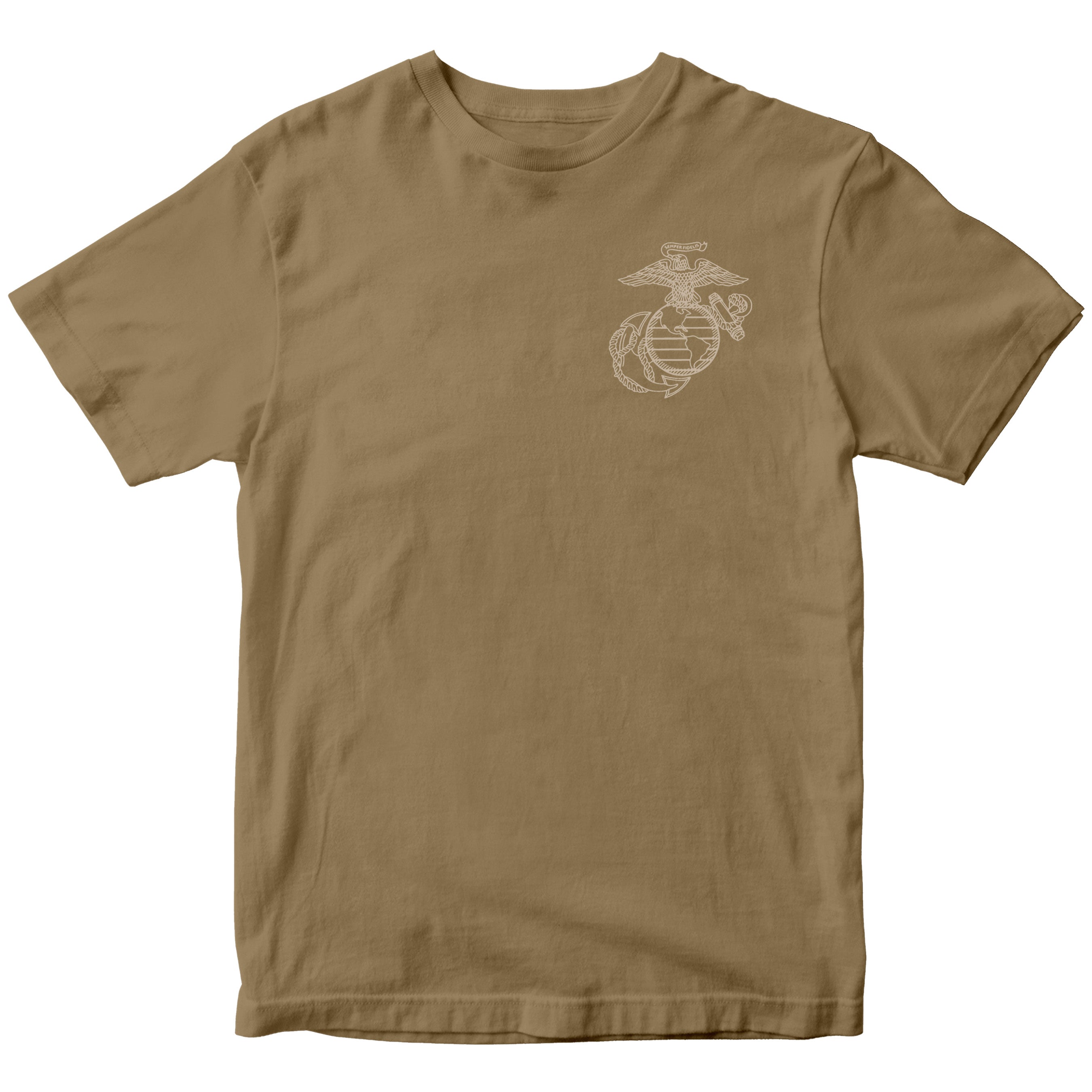 United States Marine Corps Iwo Jima flag raising Mount Suribachi T-shirt with Eagle Globe and Anchor Chest. Marines Iwo Jima Tee