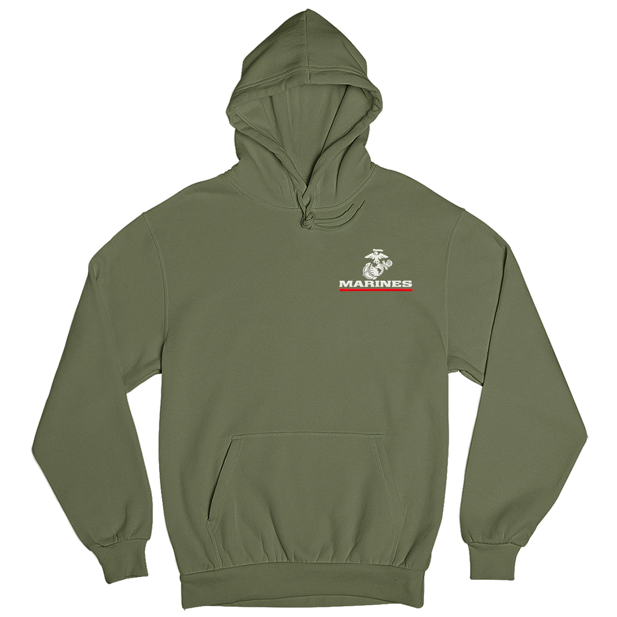 Green Marines Red Line EGA hoodie with raised silicone Eagle Globe and Anchor chest patch