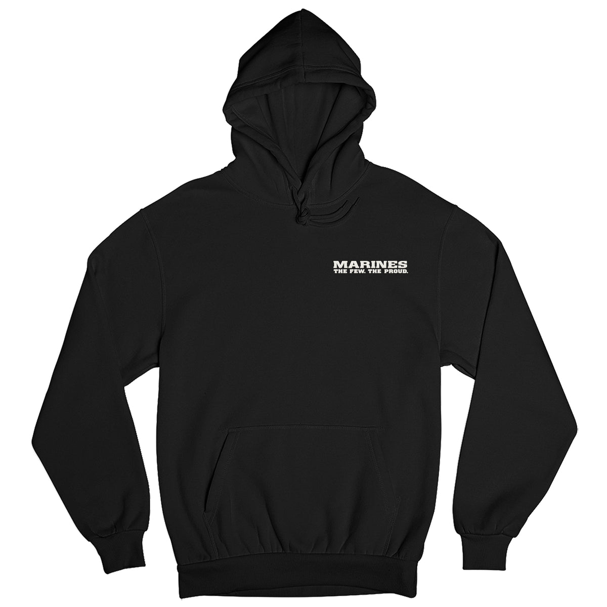 Black Marines The Few The Proud hoodie with raised silicone Marines chest patch