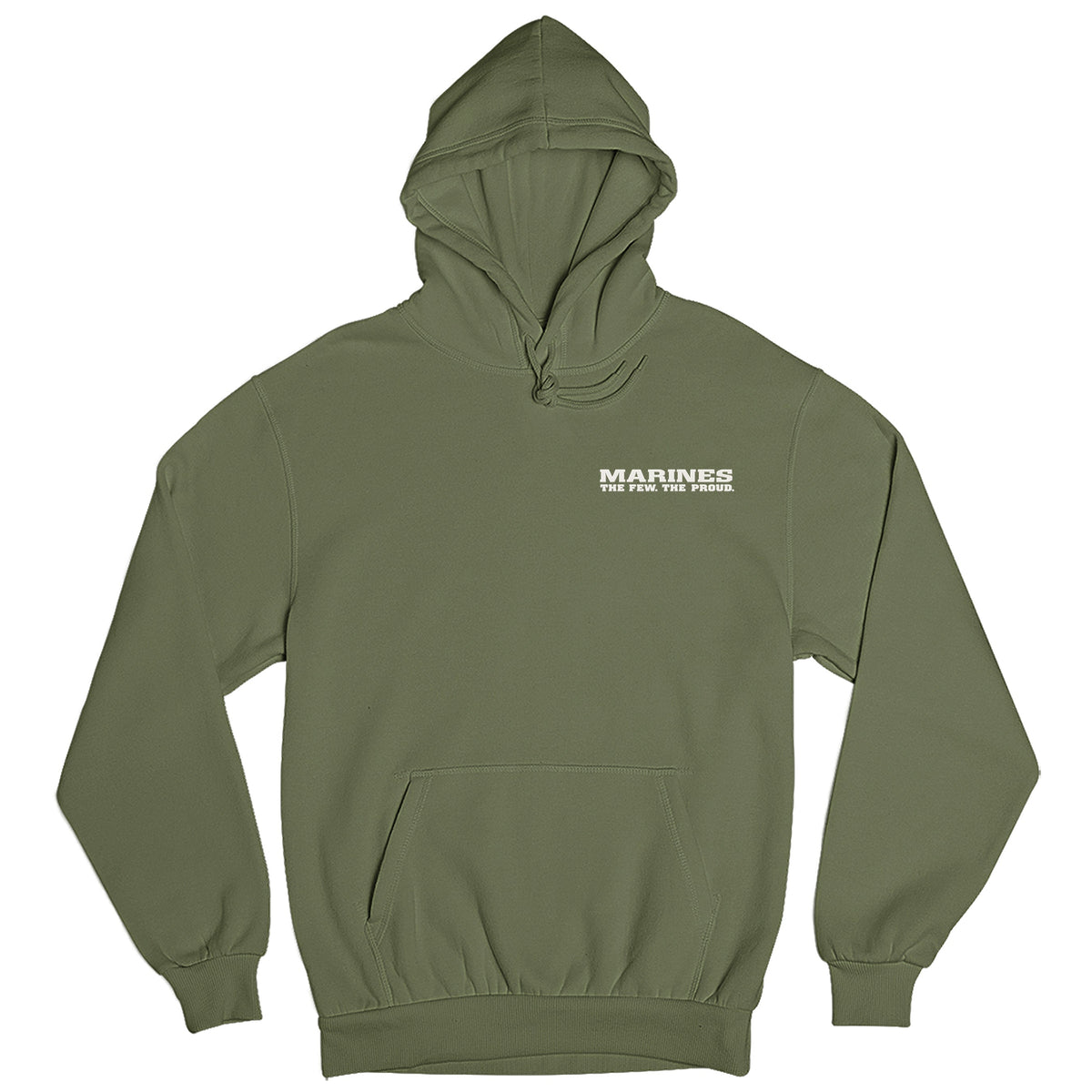 OD Green Marines The Few The Proud hoodie with raised silicone Marines chest patch
