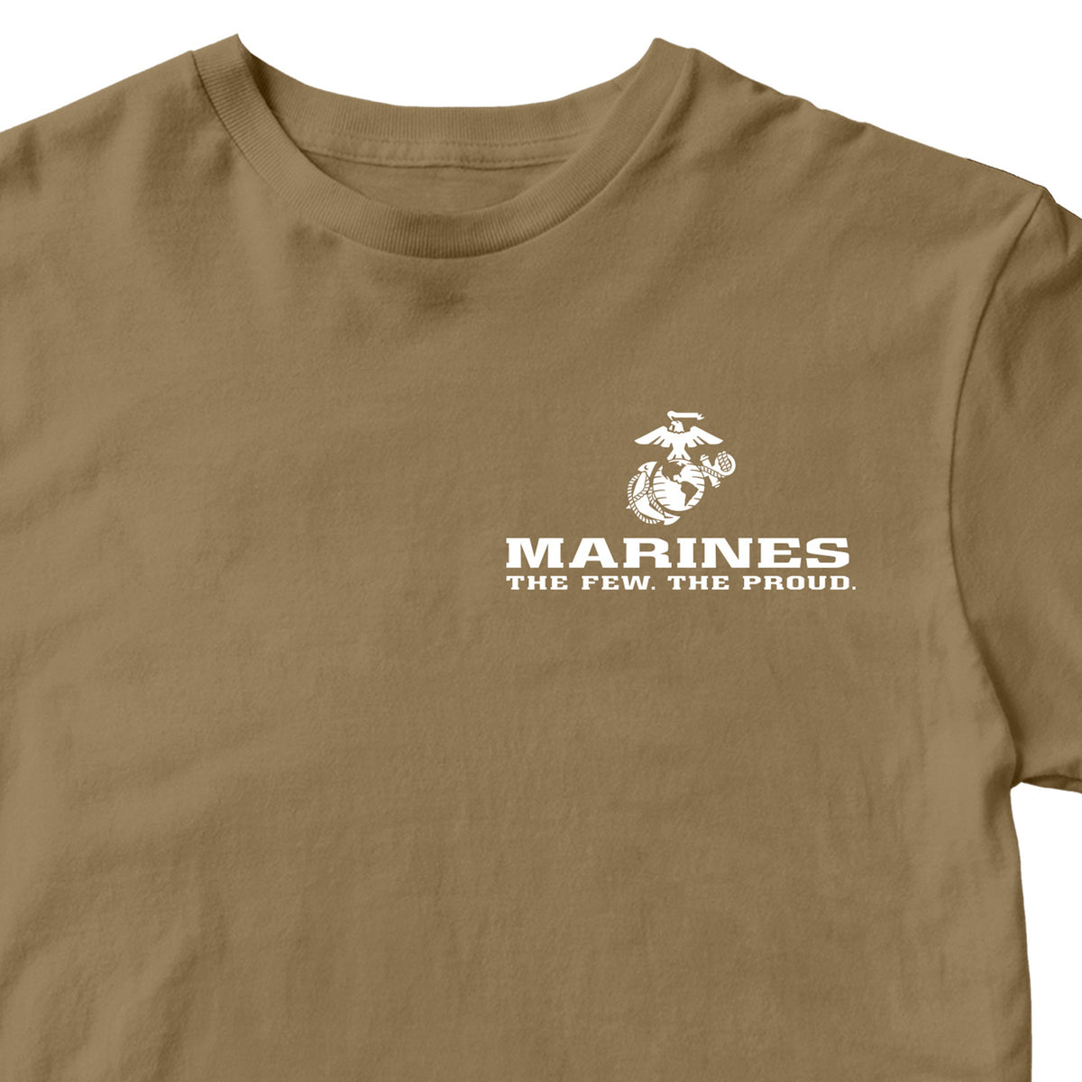 Brown USMC T-shirt with Eagle Globe Anchor and The Few The Proud slogan
