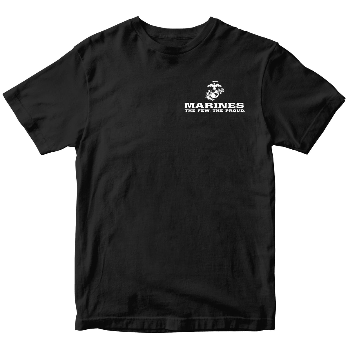 Black USMC T-shirt with Eagle Globe Anchor and The Few The Proud slogan