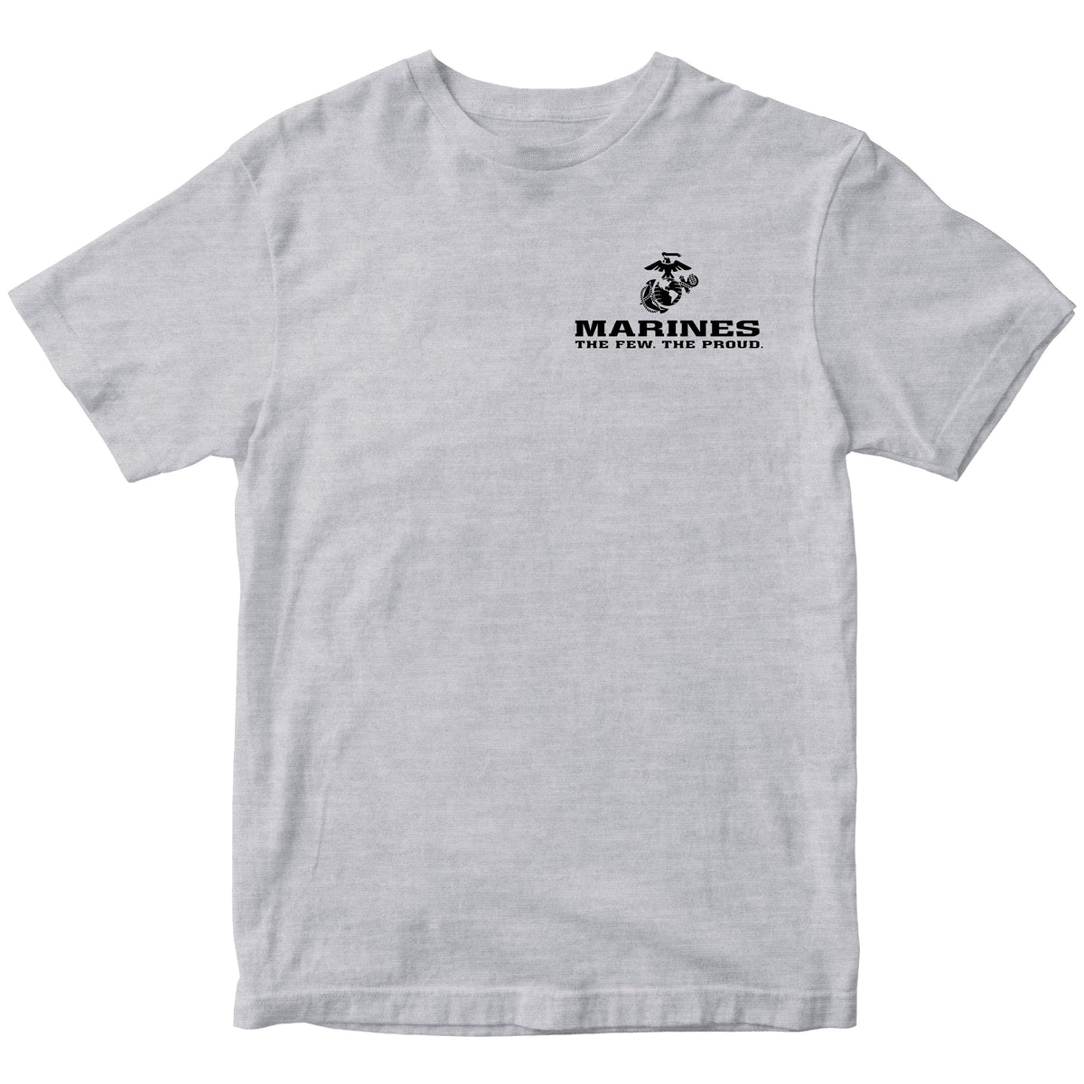Grey USMC T-shirt with Eagle Globe Anchor and The Few The Proud slogan