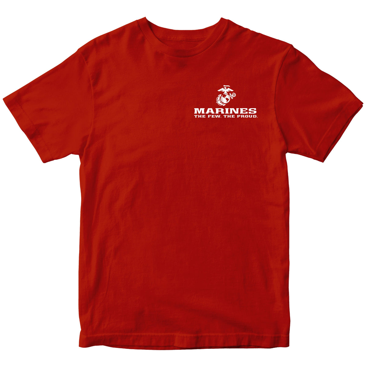 Red USMC T-shirt with Eagle Globe Anchor and The Few The Proud slogan