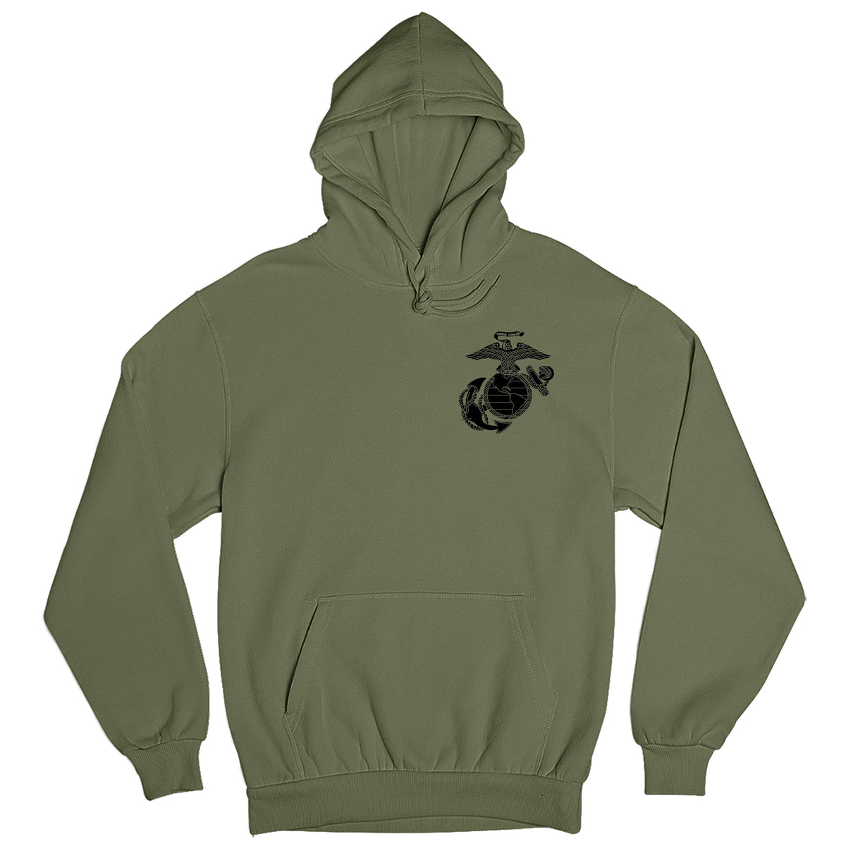 OD green Marines Vintage EGA Chest Seal hoodie with Eagle Globe and Anchor left-chest graphic