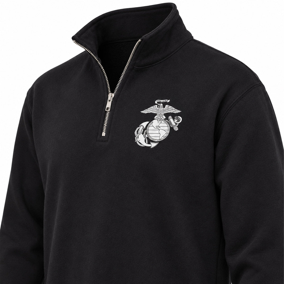 Black Vintage Marines Eagle Globe and Anchor midweight quarter-zip pullover