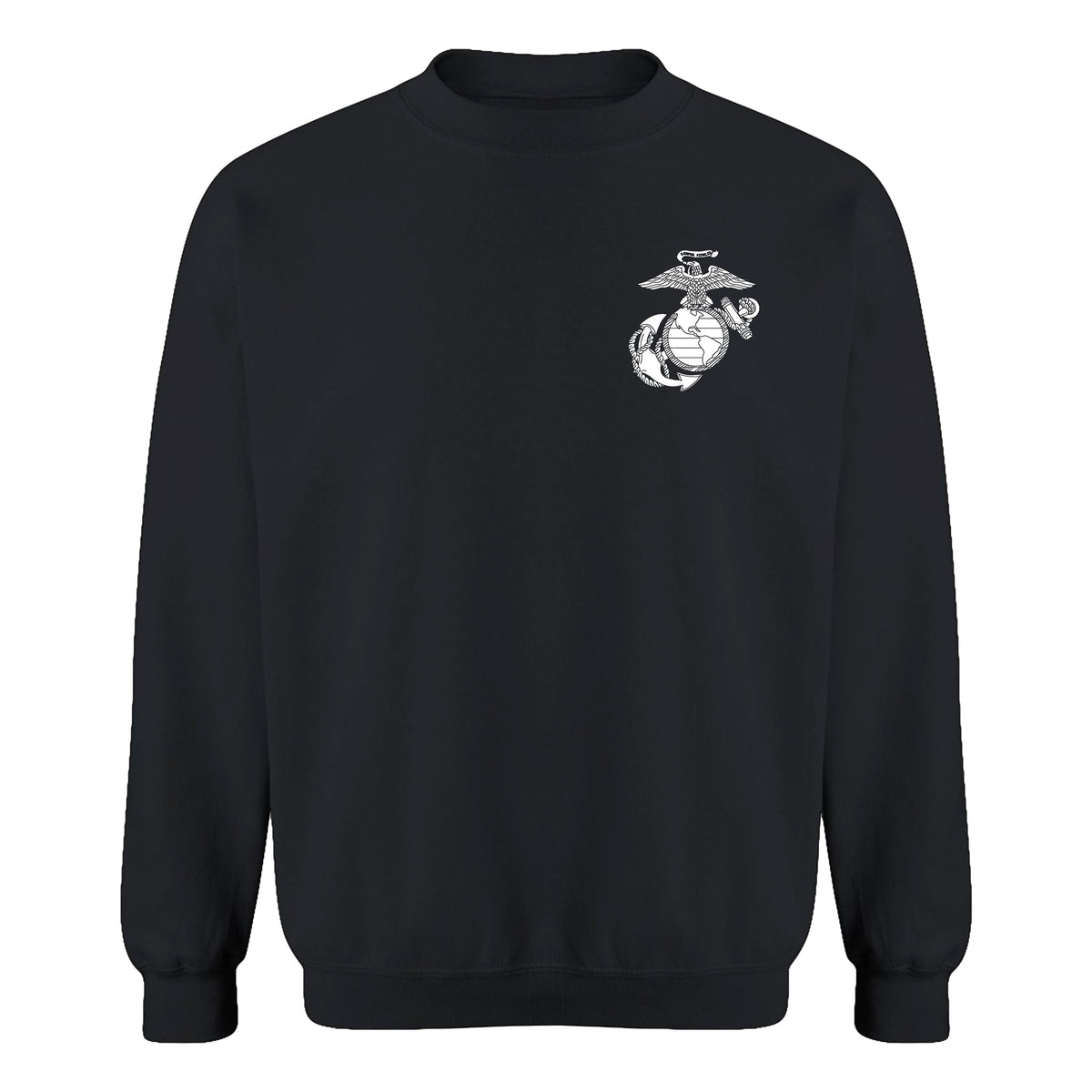 Black Marines Vintage EGA Chest Seal sweatshirt with Eagle Globe and Anchor left-chest graphic