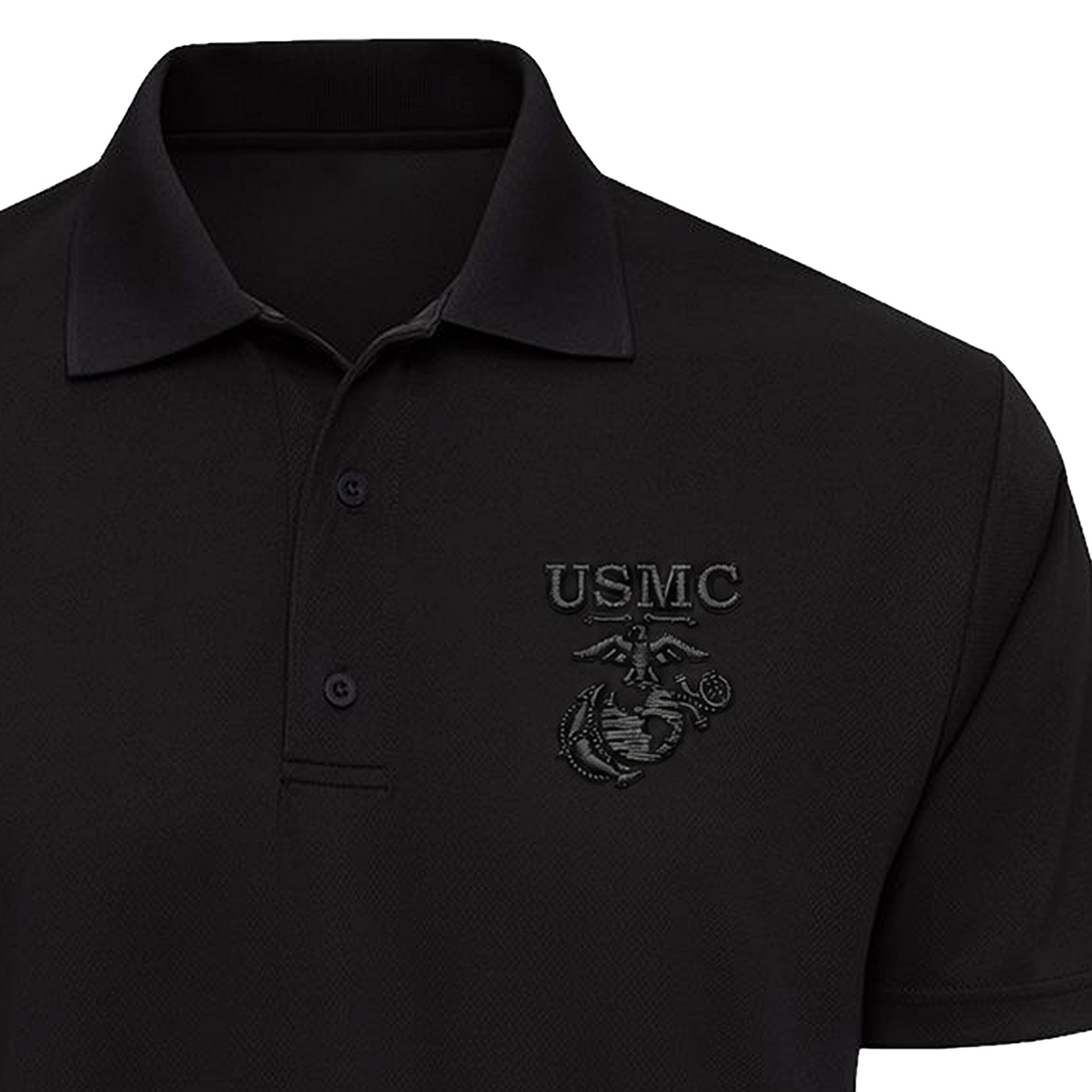 Embroidered Blackout USMC EGA Performance Polo
