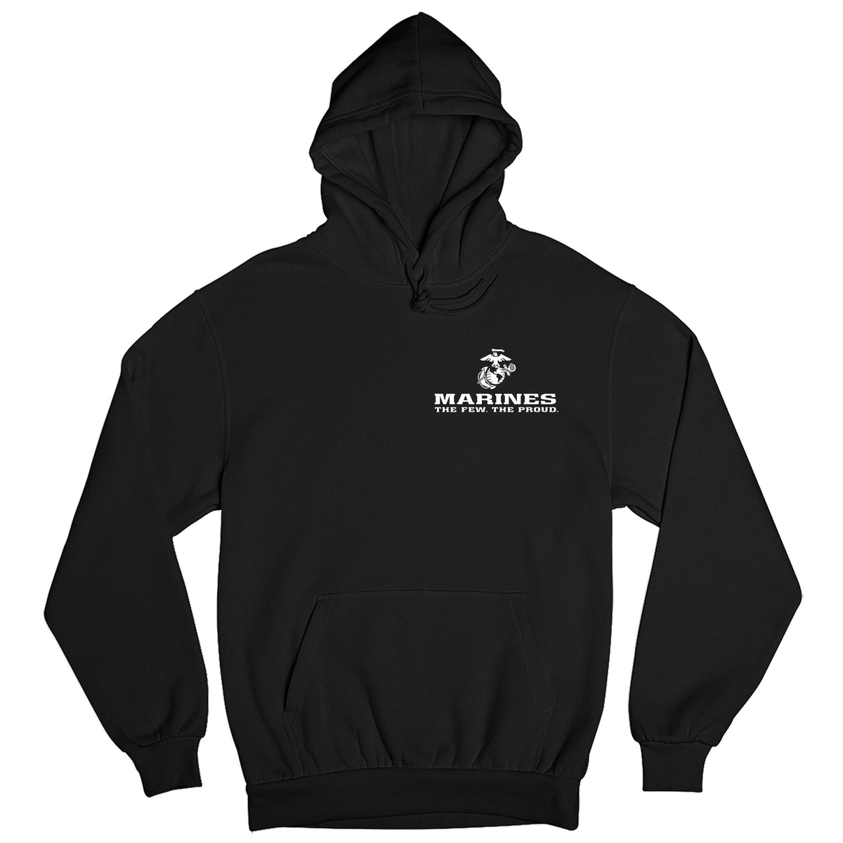 Black USMC Hoodie with Eagle Globe Anchor and The Few The Proud slogan
