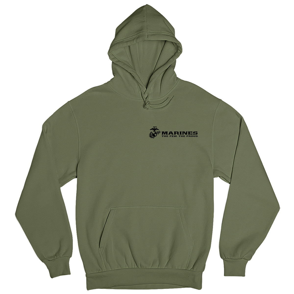 Green USMC Hoodie with Eagle Globe Anchor and The Few The Proud slogan