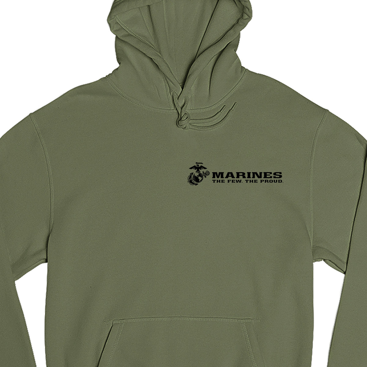 Green USMC Hoodie with Eagle Globe Anchor and The Few The Proud slogan