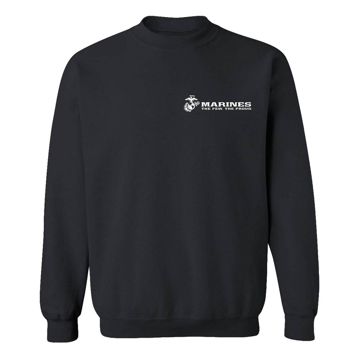 Black USMC Sweatshirt with Eagle Globe Anchor and The Few The Proud slogan