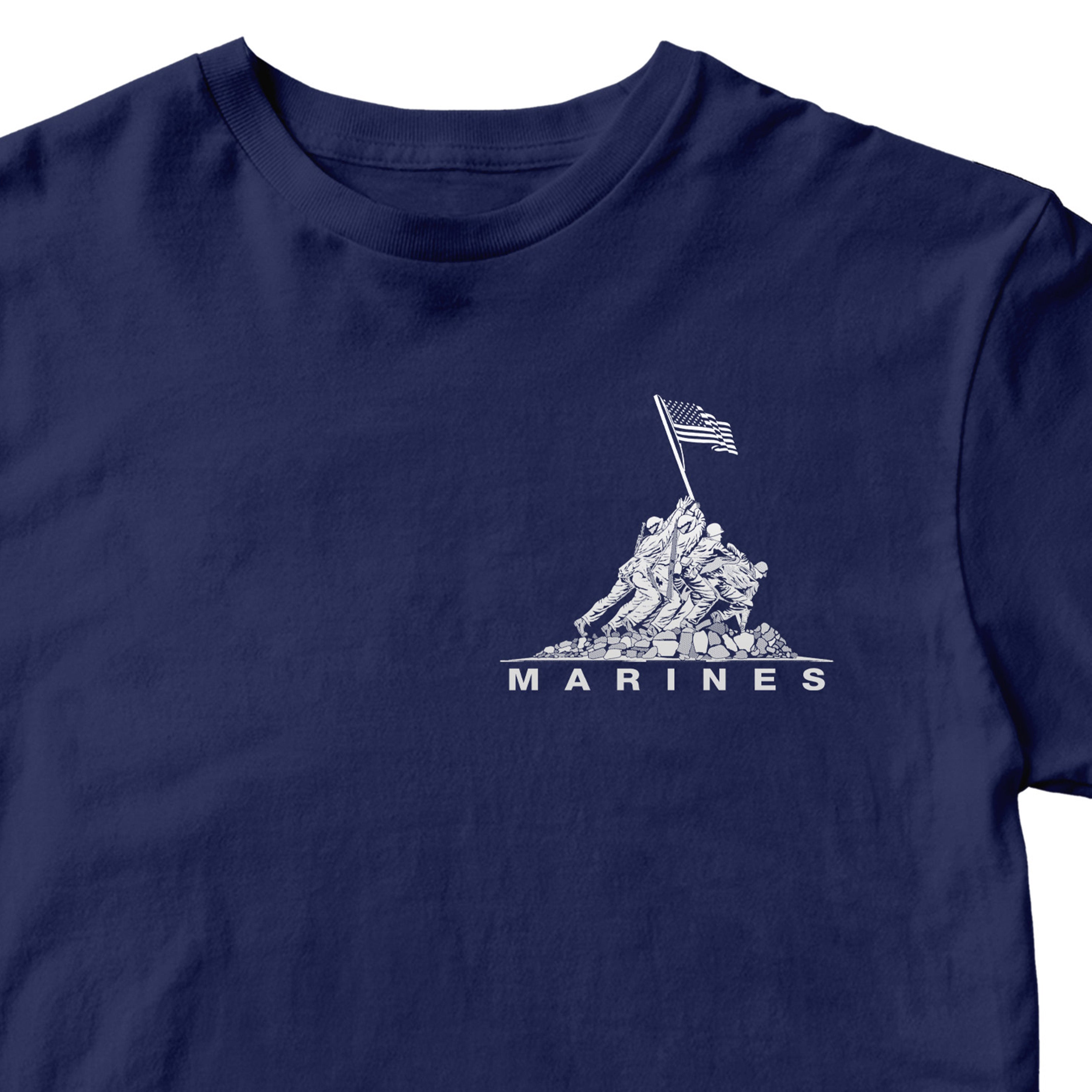 Navy USMC t-shirt with Iwo Jima flag raising chest graphic